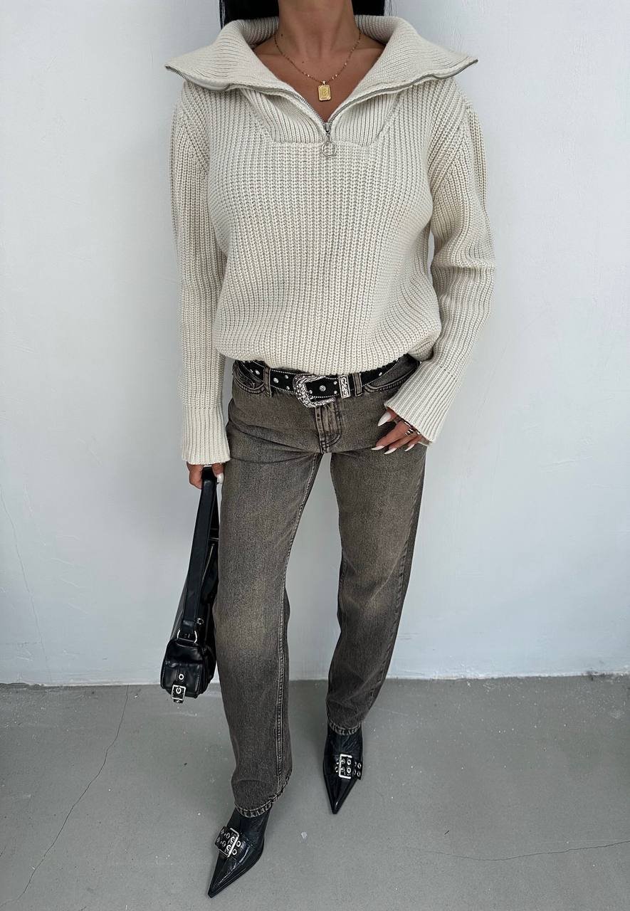 Koyu Gri Straight Fit Denim Pantolon