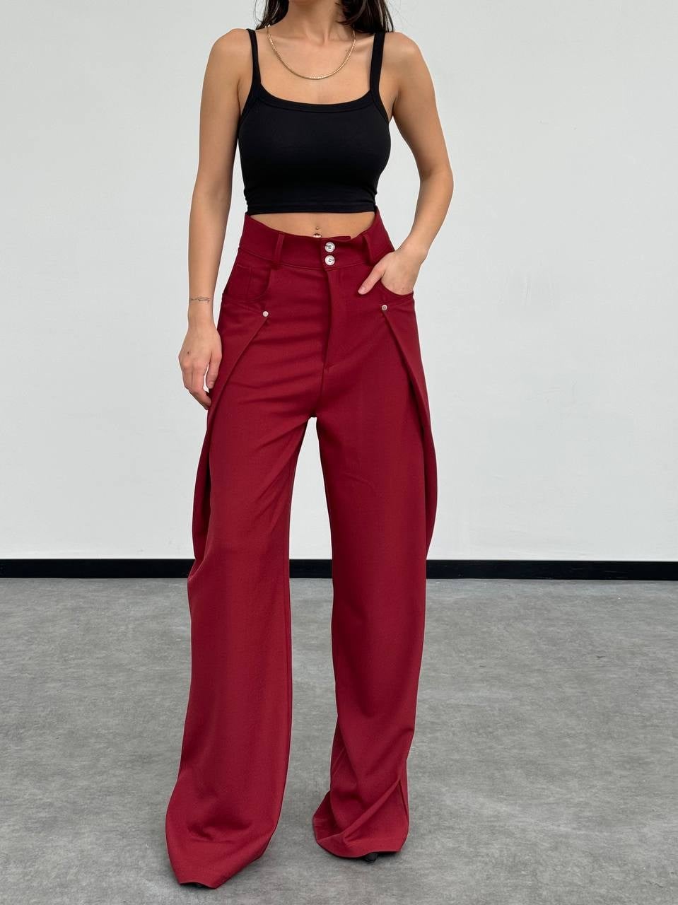 Yüksek Bel Oversize Kesim Bej Palazzo Pantolon