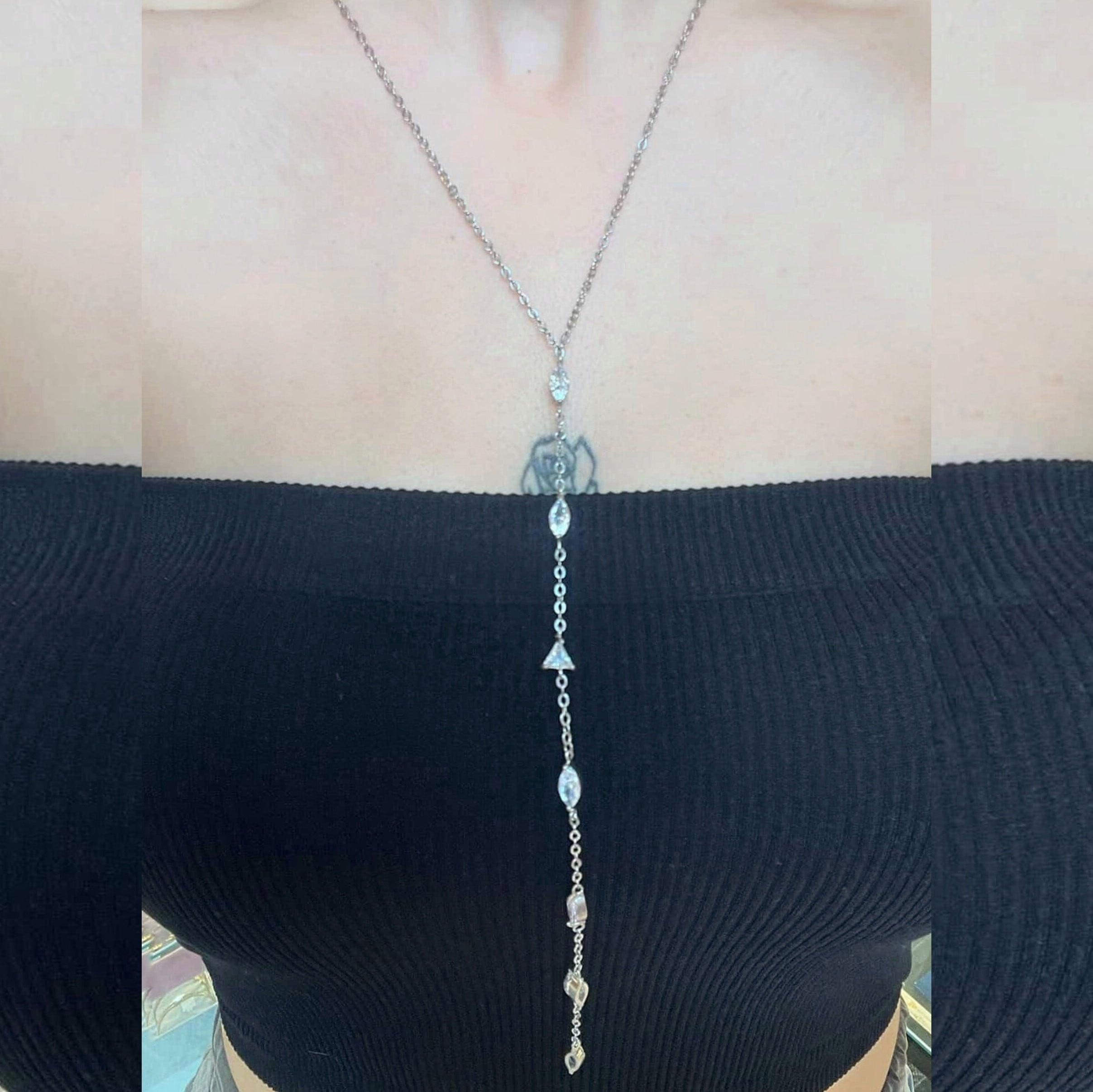 Çelik Silver Baget Taşlı Y Kolye