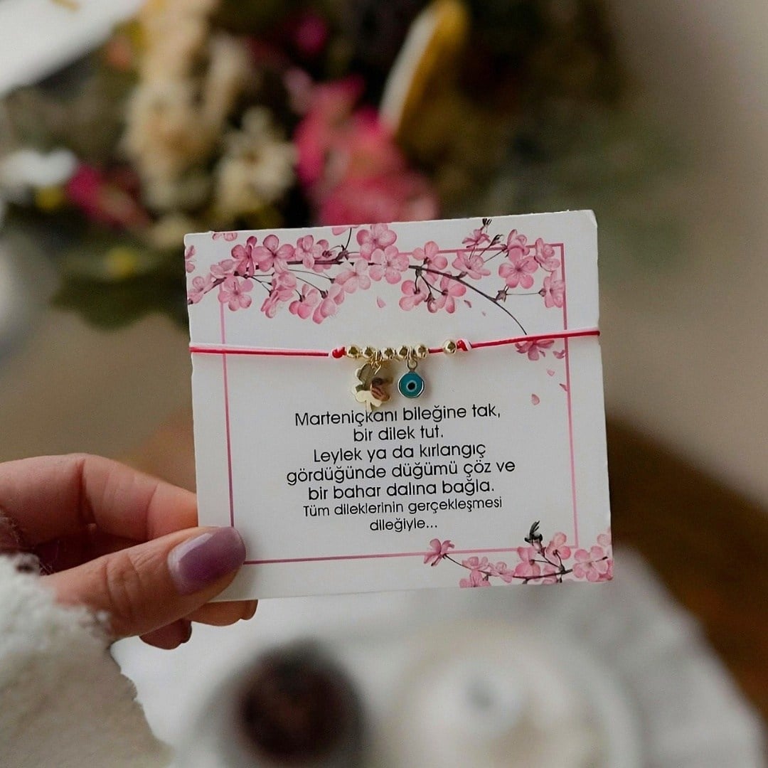 Marteniçka Sallantılı Nazar Boncuklu Yonca Bileklik