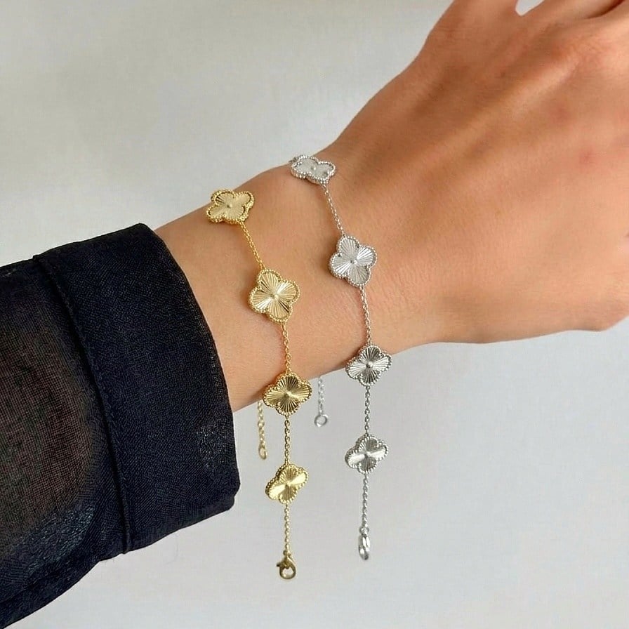Özel Seri 14K Lazer Kesim Yonca Gold Bileklik