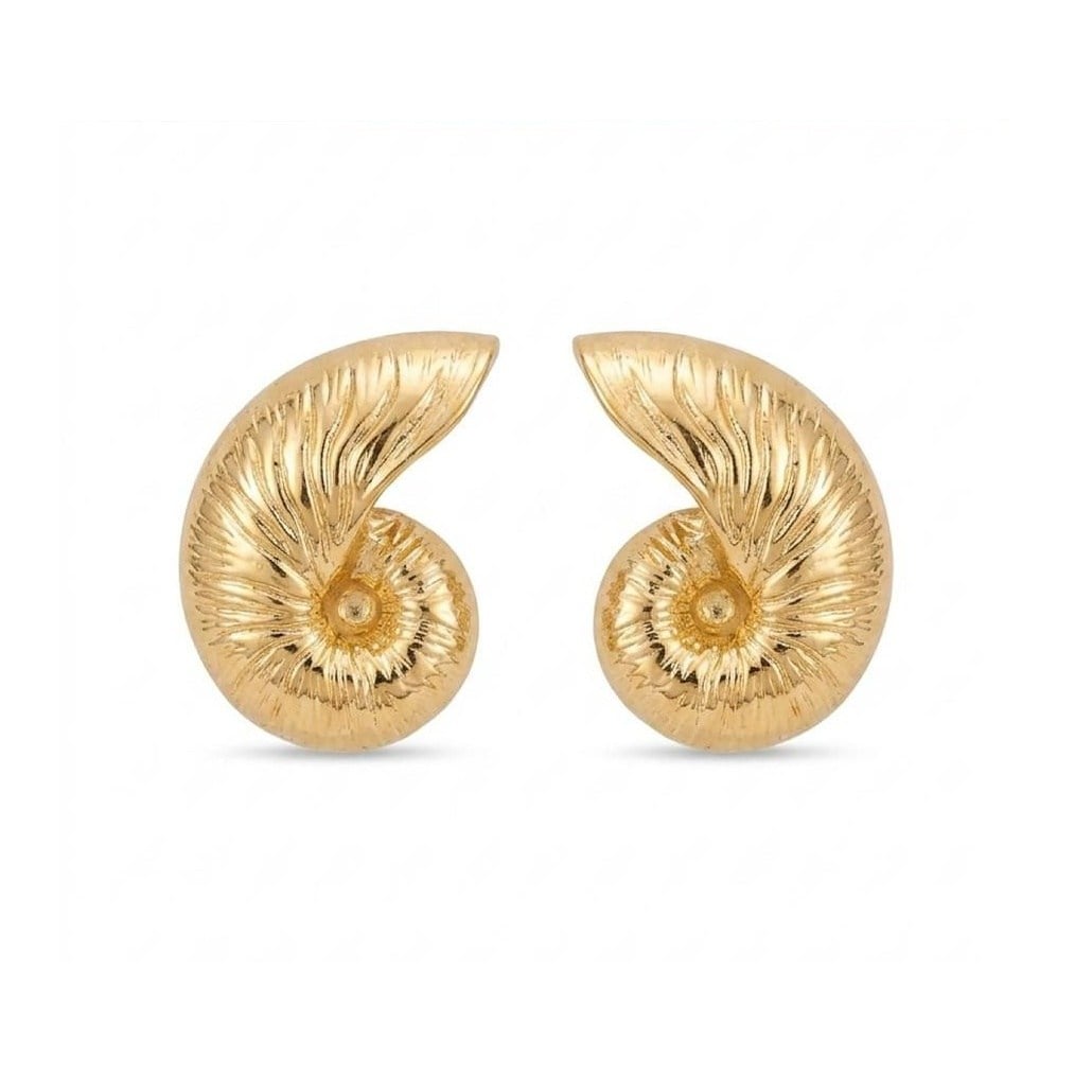 Tırtık Desenli Salyangoz Gold Küpe