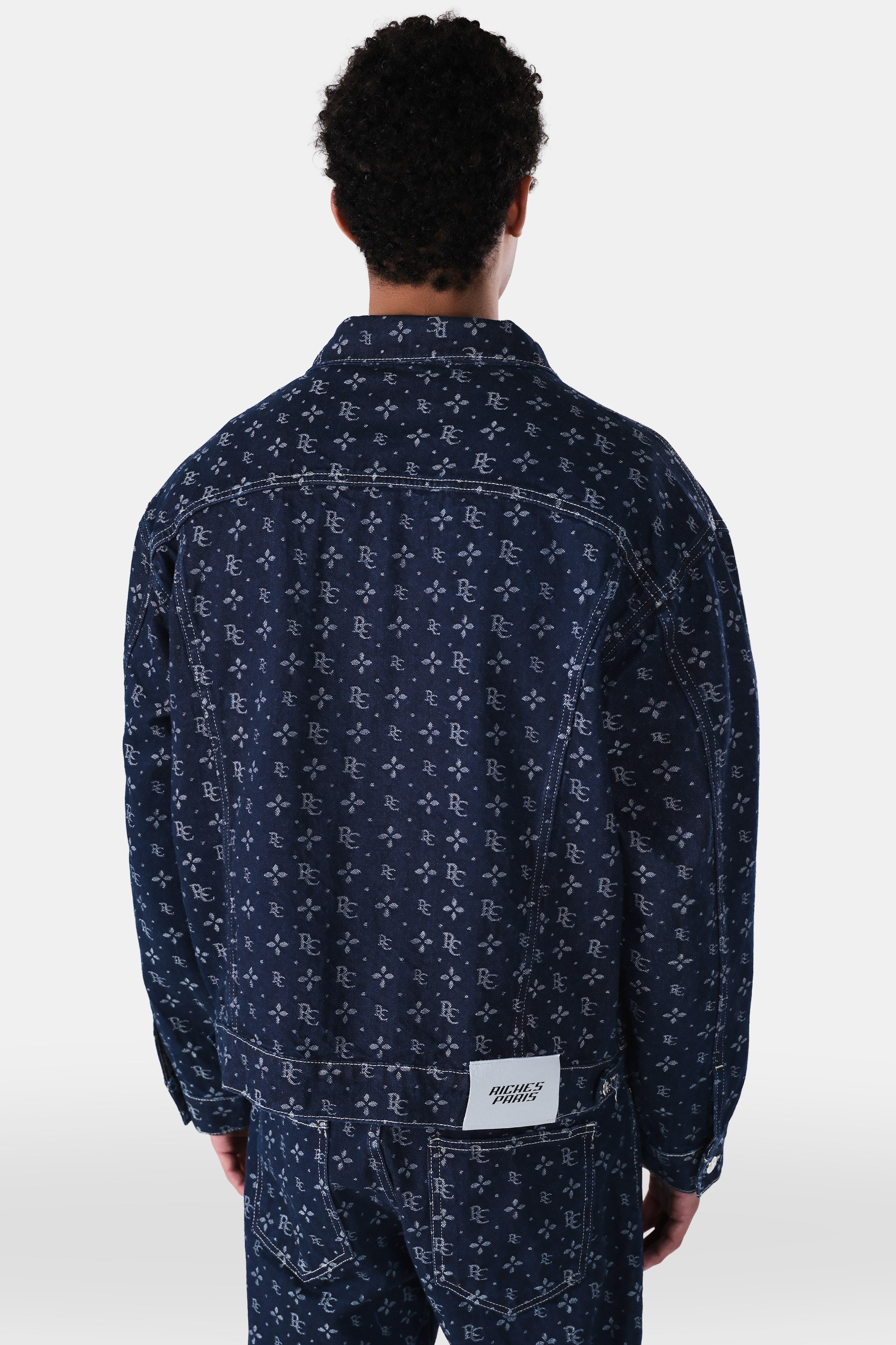 Monogram Desenli Denim Ceket