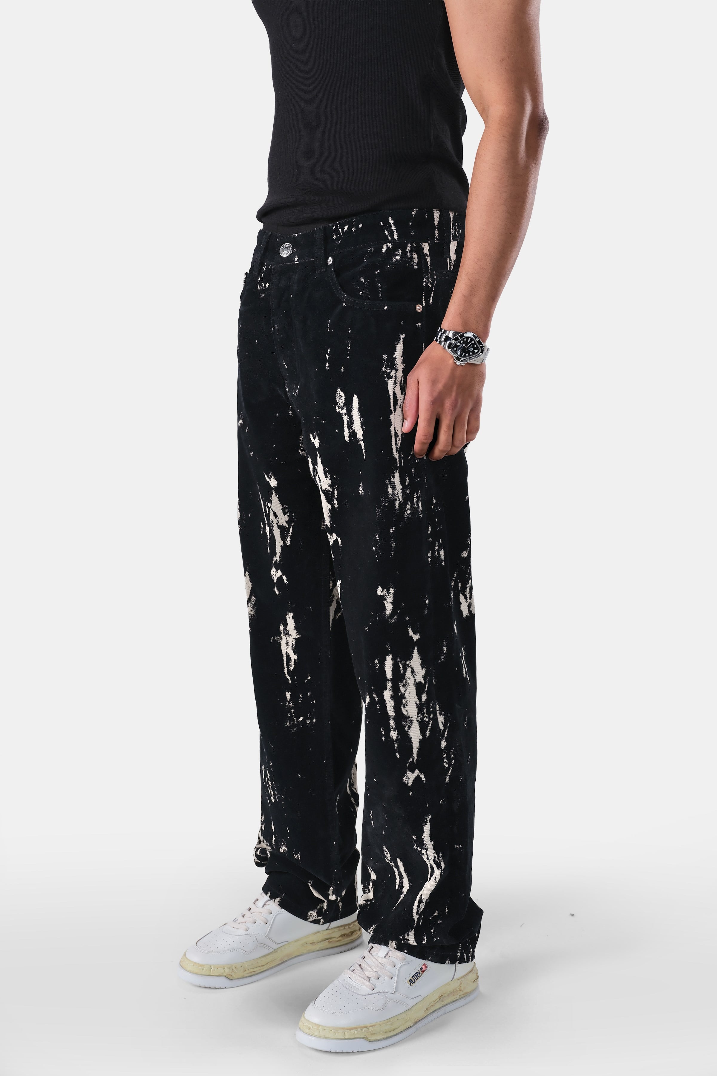 Süet Görünümlü Baggy Fit Jean