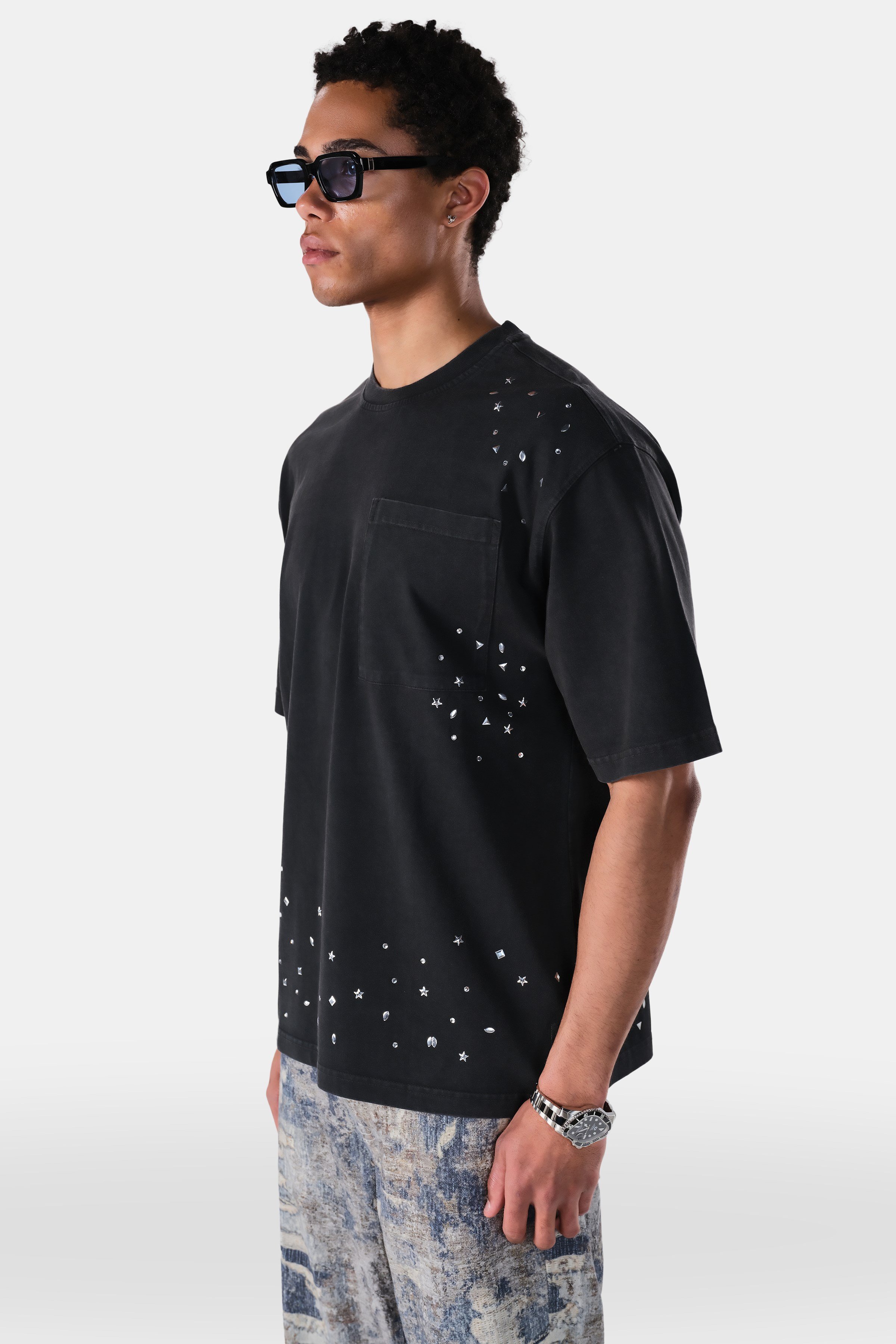 Yıkamalı Taş ve Metal Drop Detaylı Oversize Fit