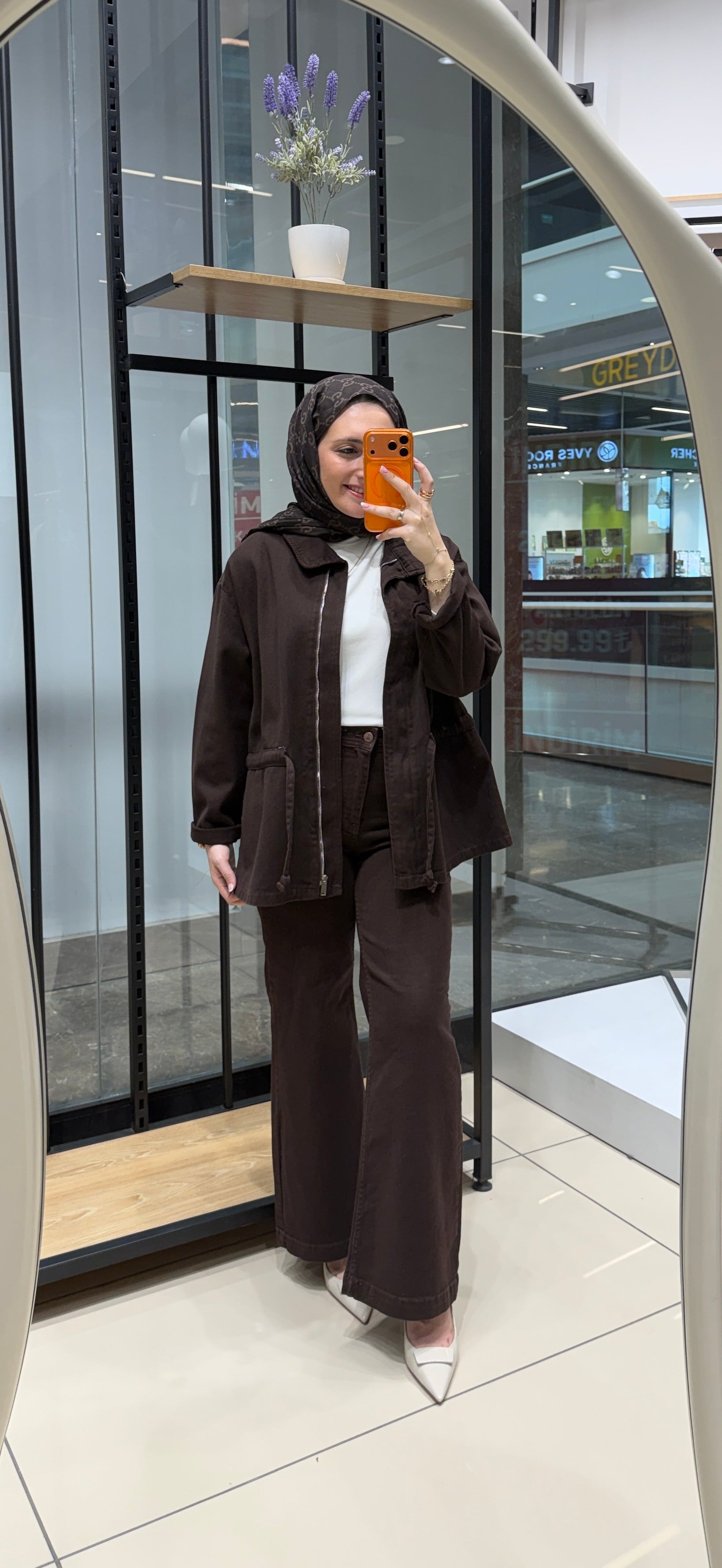 BELİ BAĞLAMALI GABARDİN CEKET - KAHVE