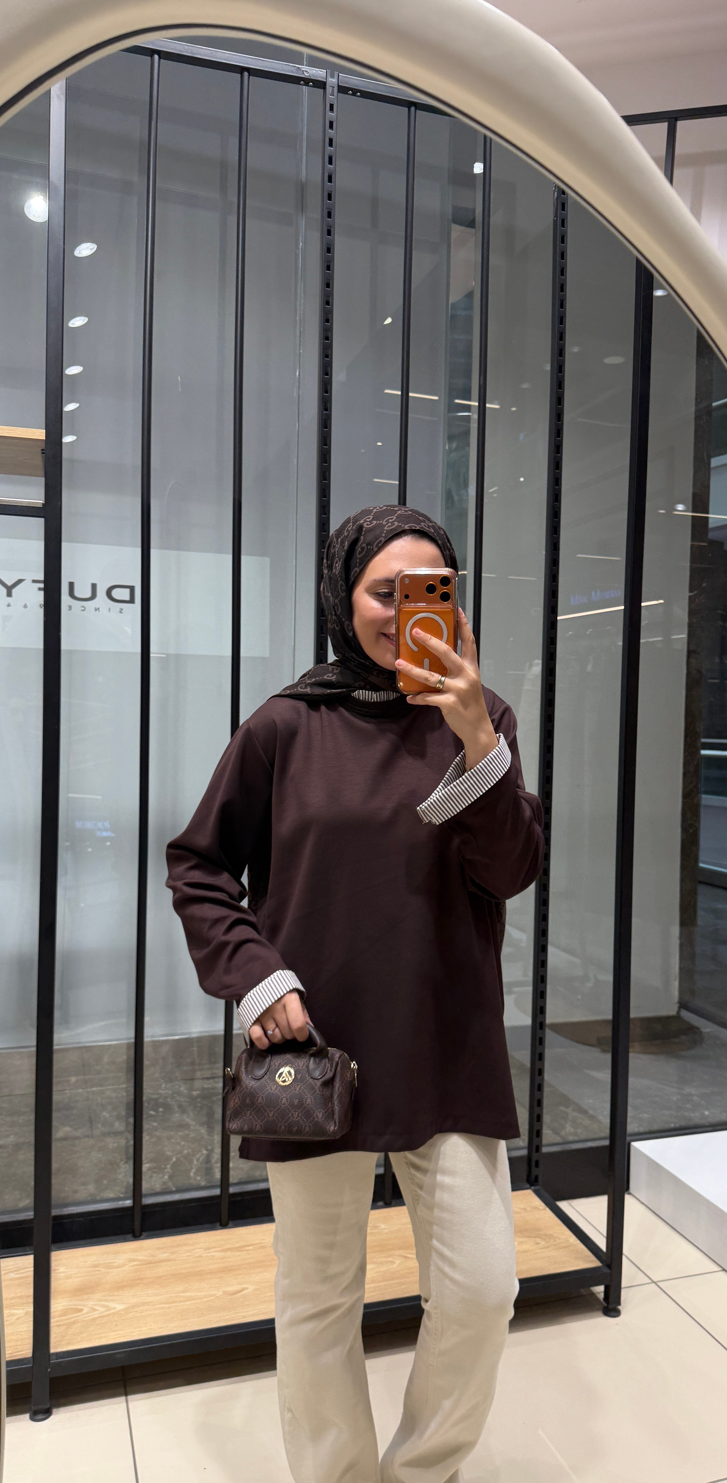 ÇİZGİLİ OVERSİZE SWEAT - KAHVE
