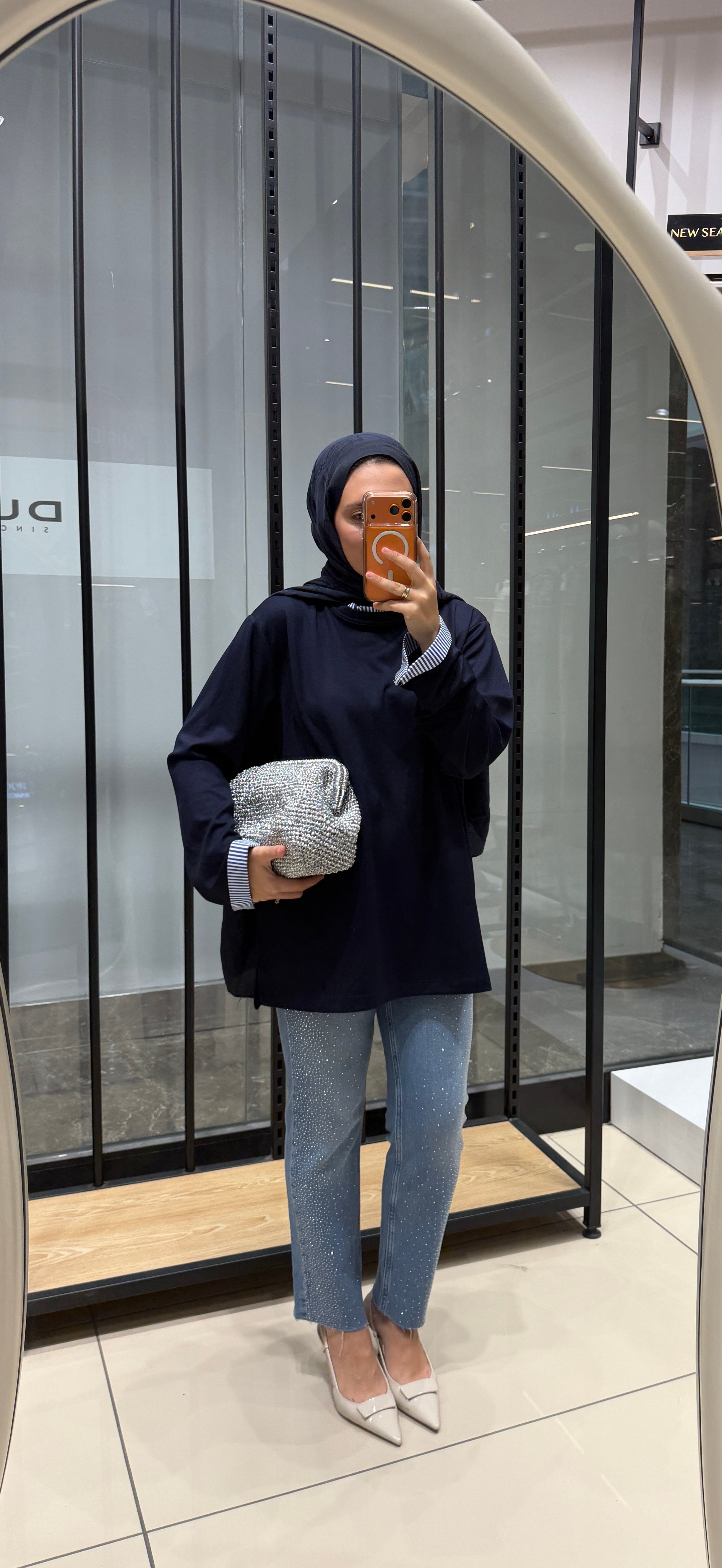 ÇİZGİLİ OVERSİZE SWEAT - LACİVERT