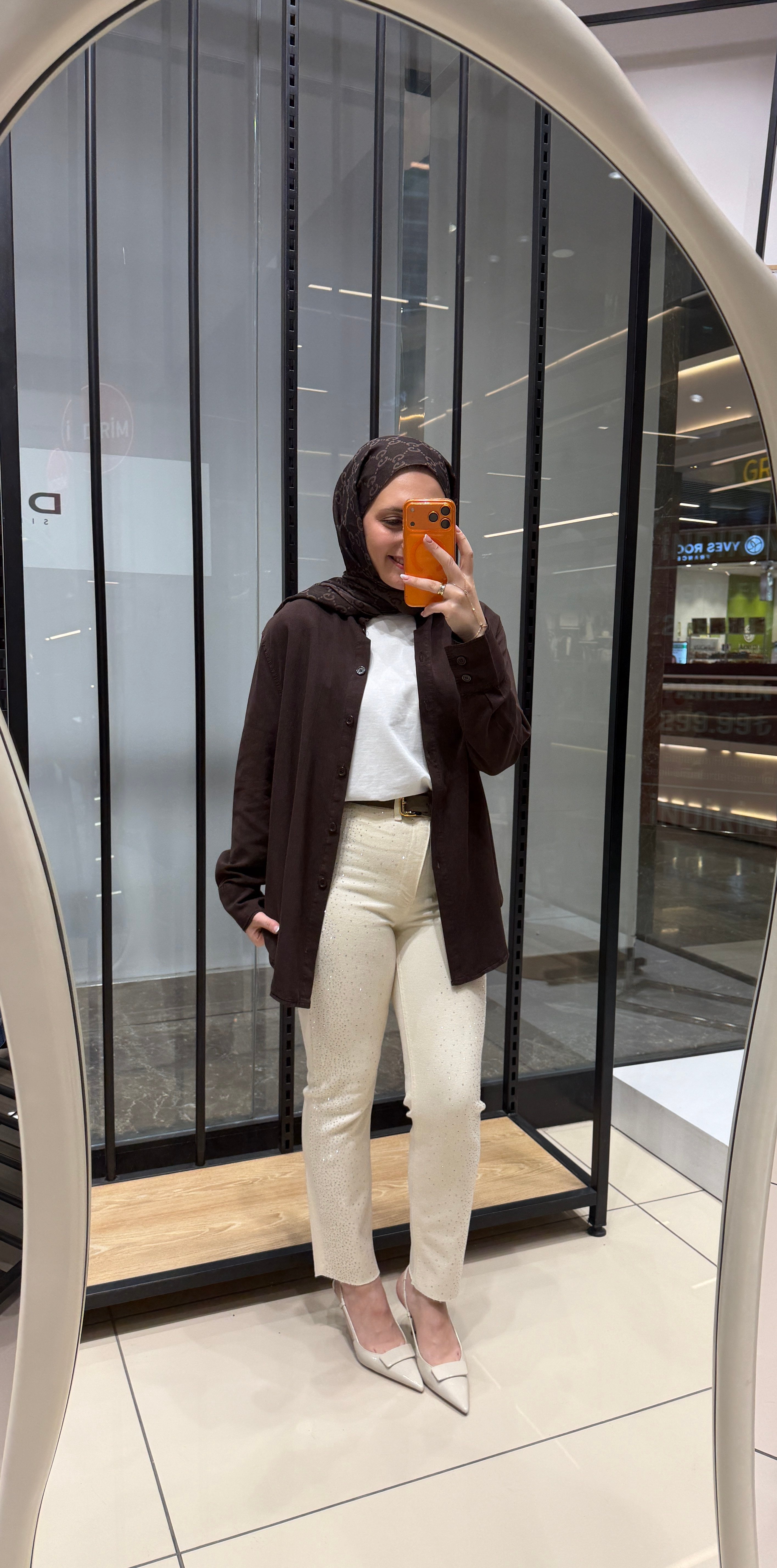 TAŞLI KESİK PAÇA PANTOLON - TAŞ