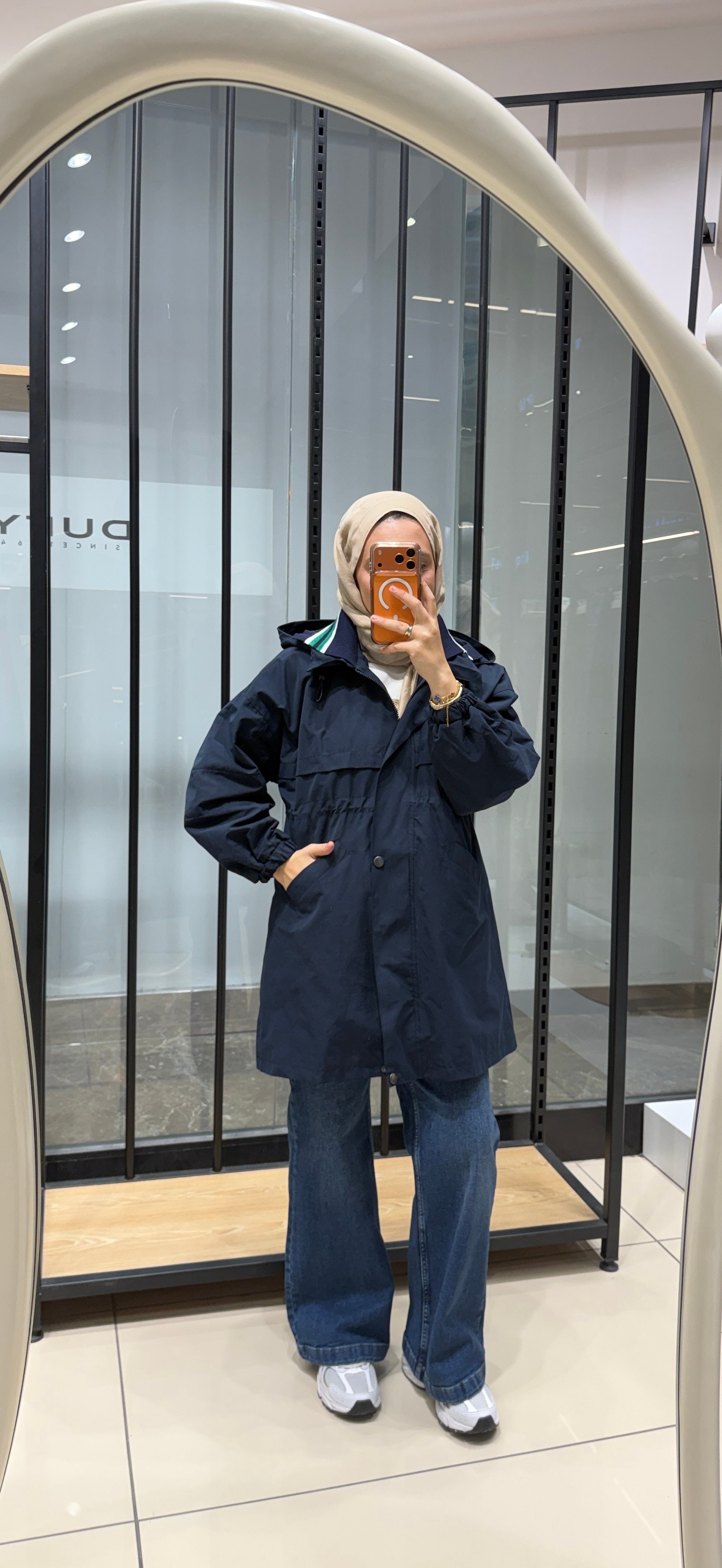YAKA DETAYLI UZUN YAĞMURLUK - LACİVERT