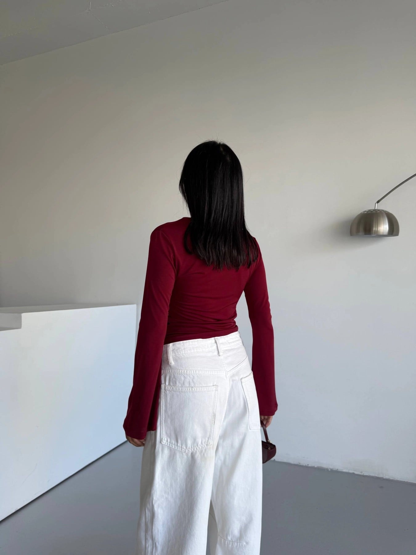Kadın Bordo Drape Detaylı İspanyol Kol Sany Bluz HZL25W-FRY123431