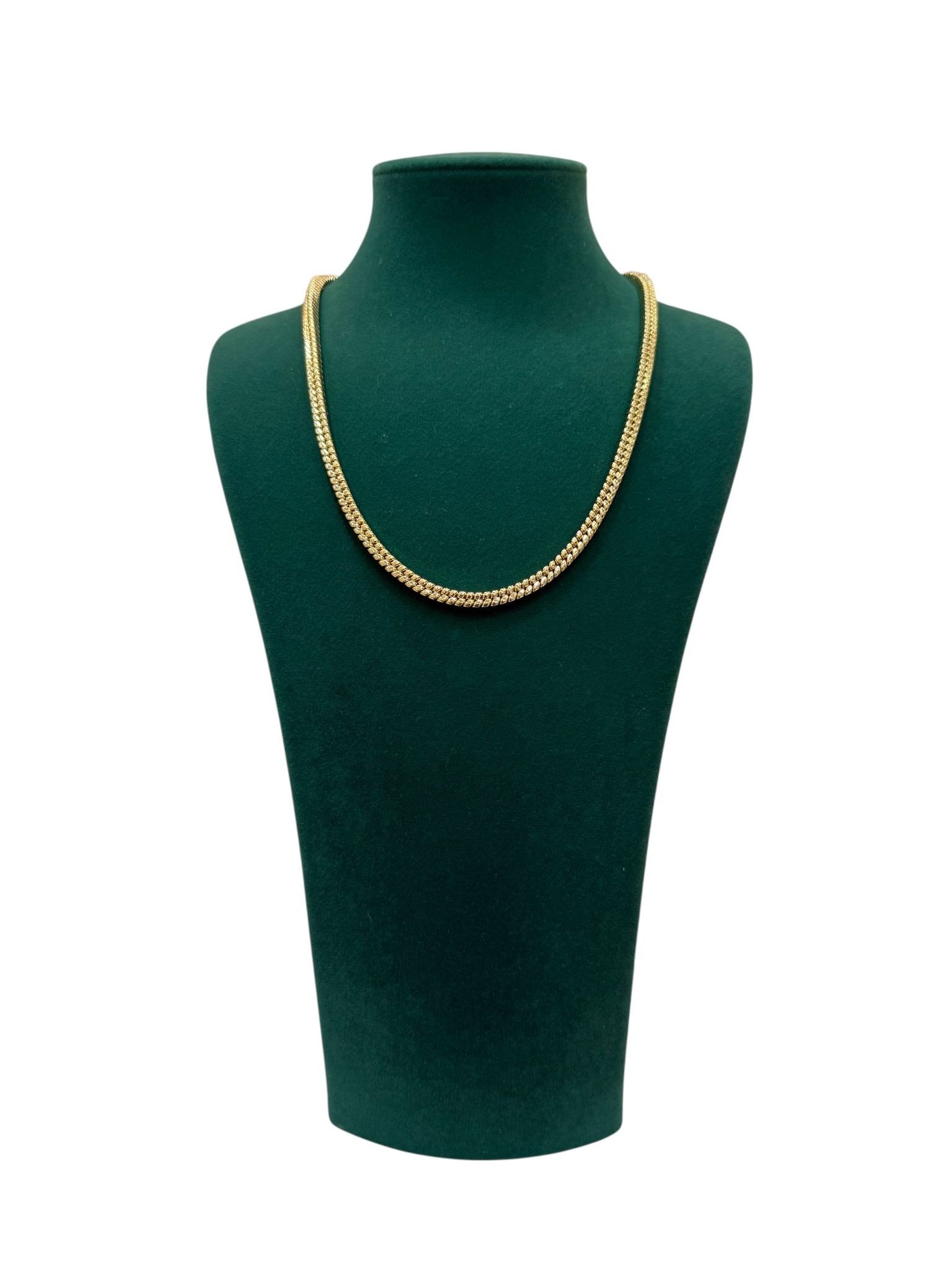 14 K Gold Renk Dokulu Üç Boyutlu Zincir Model VIP Kolye (42 CM)