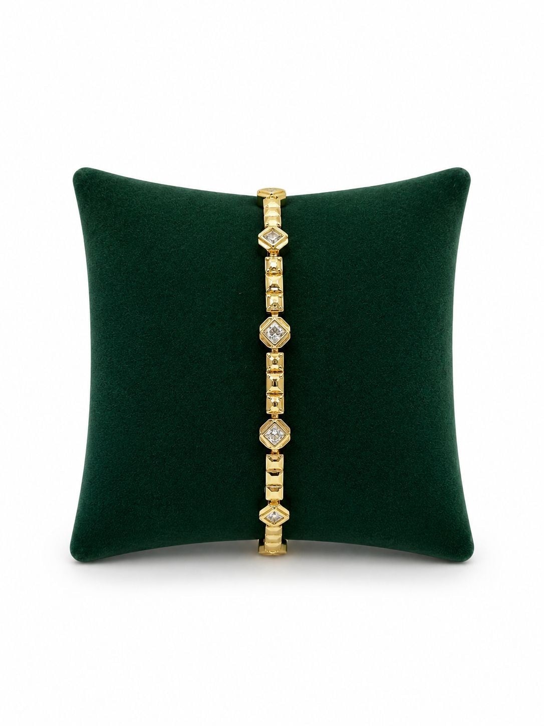14K Gold 3 Kare 1 Taş VIP Bileklik (17+2 cm)