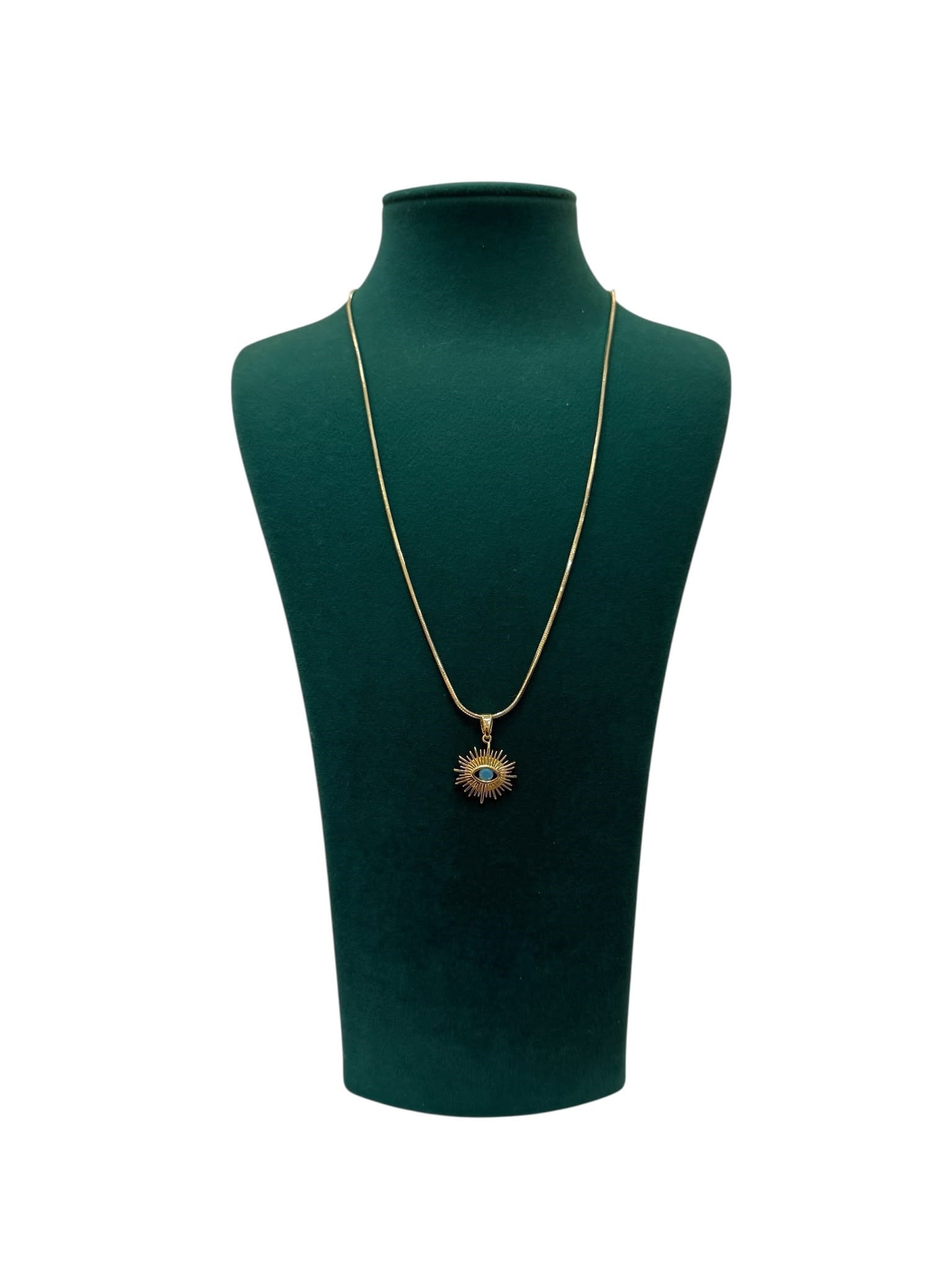 14K Gold Firuzeli Güneş Figür İtalyan Ezme VIP Kolye (52 CM)