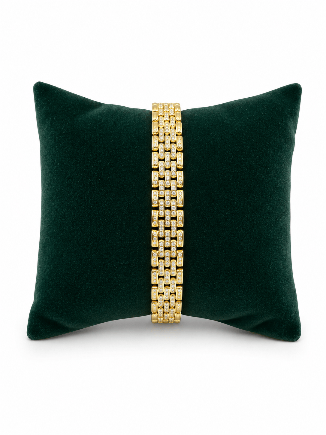 14K Gold Full Taş Hasır Örme VIP Bileklik (17+2 cm)
