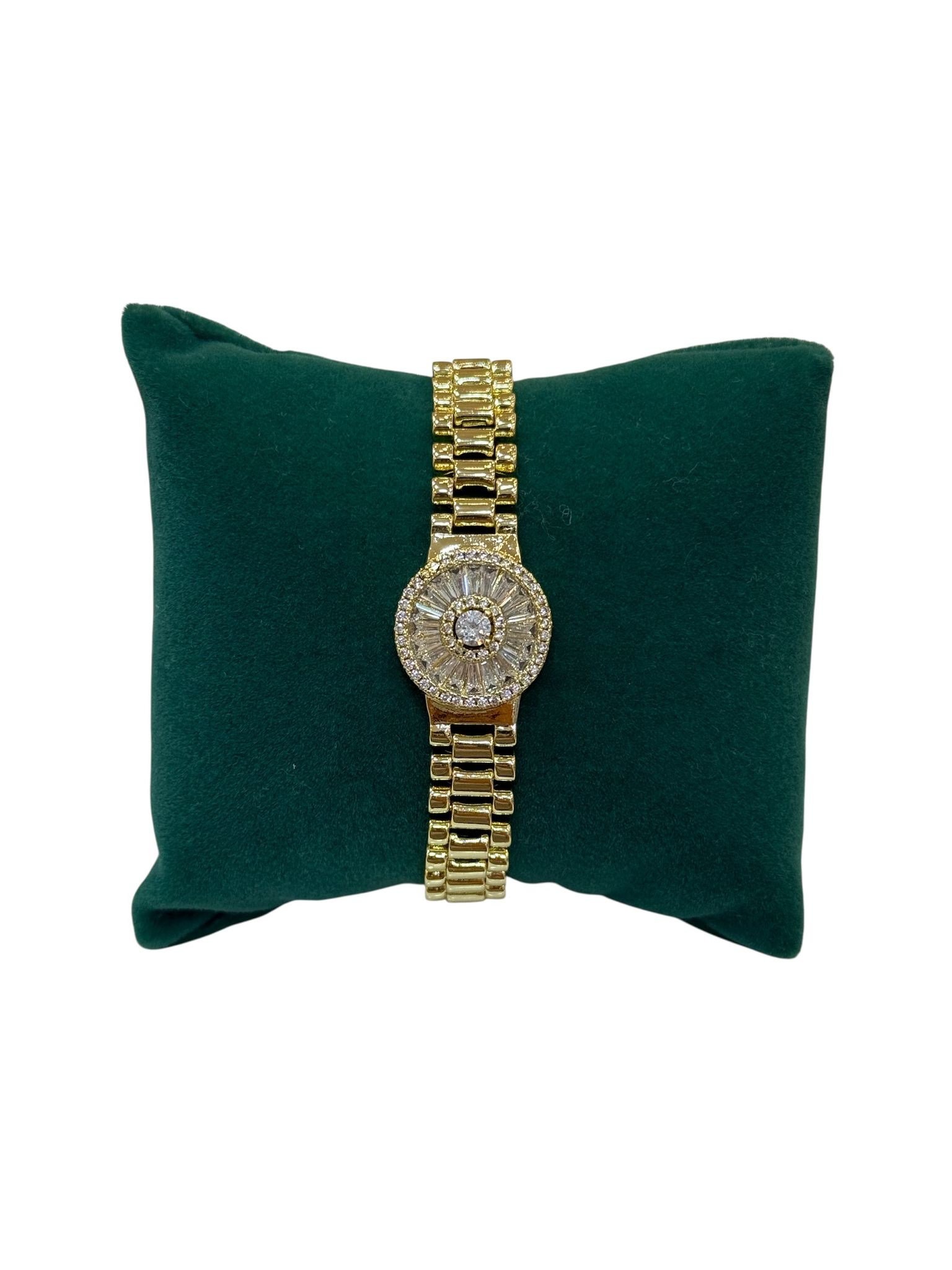 14K Gold Premium Saat Şeklinde VIP Bileklik (17+2 CM)