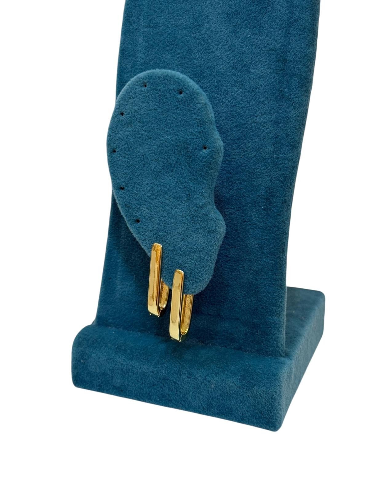 14K Gold Renk Basic Dikdörtgen VIP Küpe (2 CM)