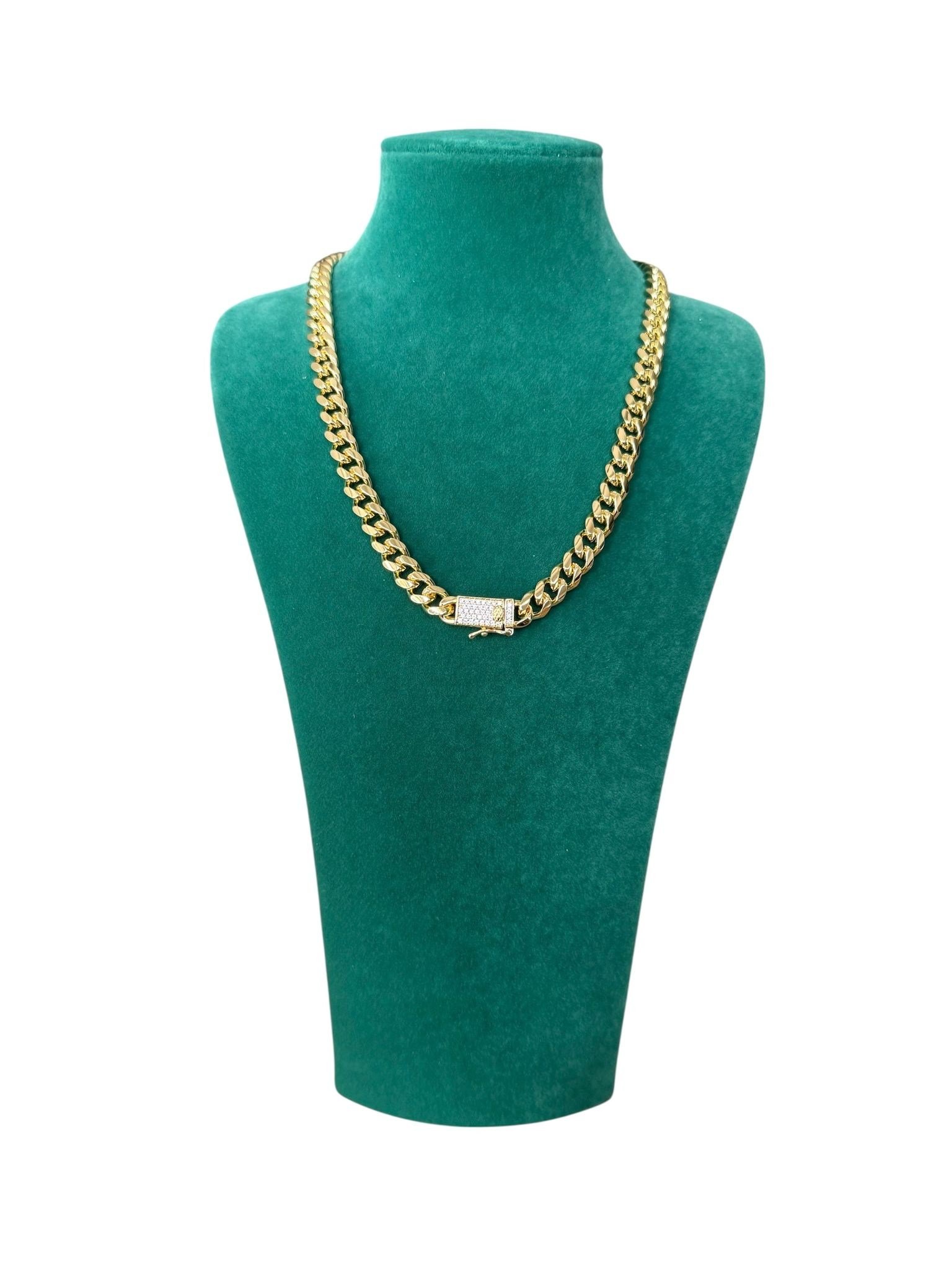 14K Gold Renk Dikdörtgen Taşlı Gurmet VIP Kolye (44 CM)
