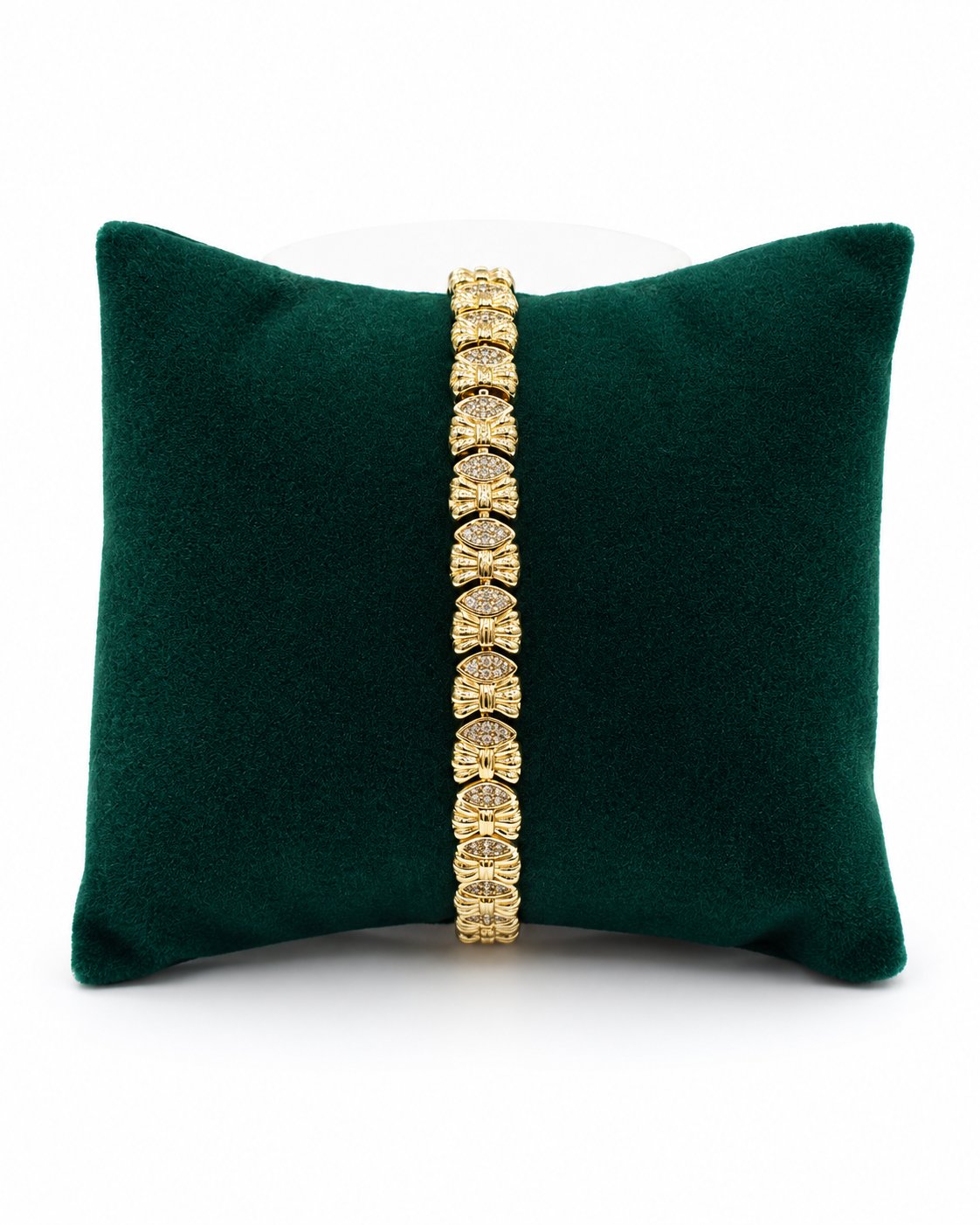 14K Gold Renk Etnik Desen Taşlı VIP Bileklik (17+2 cm)