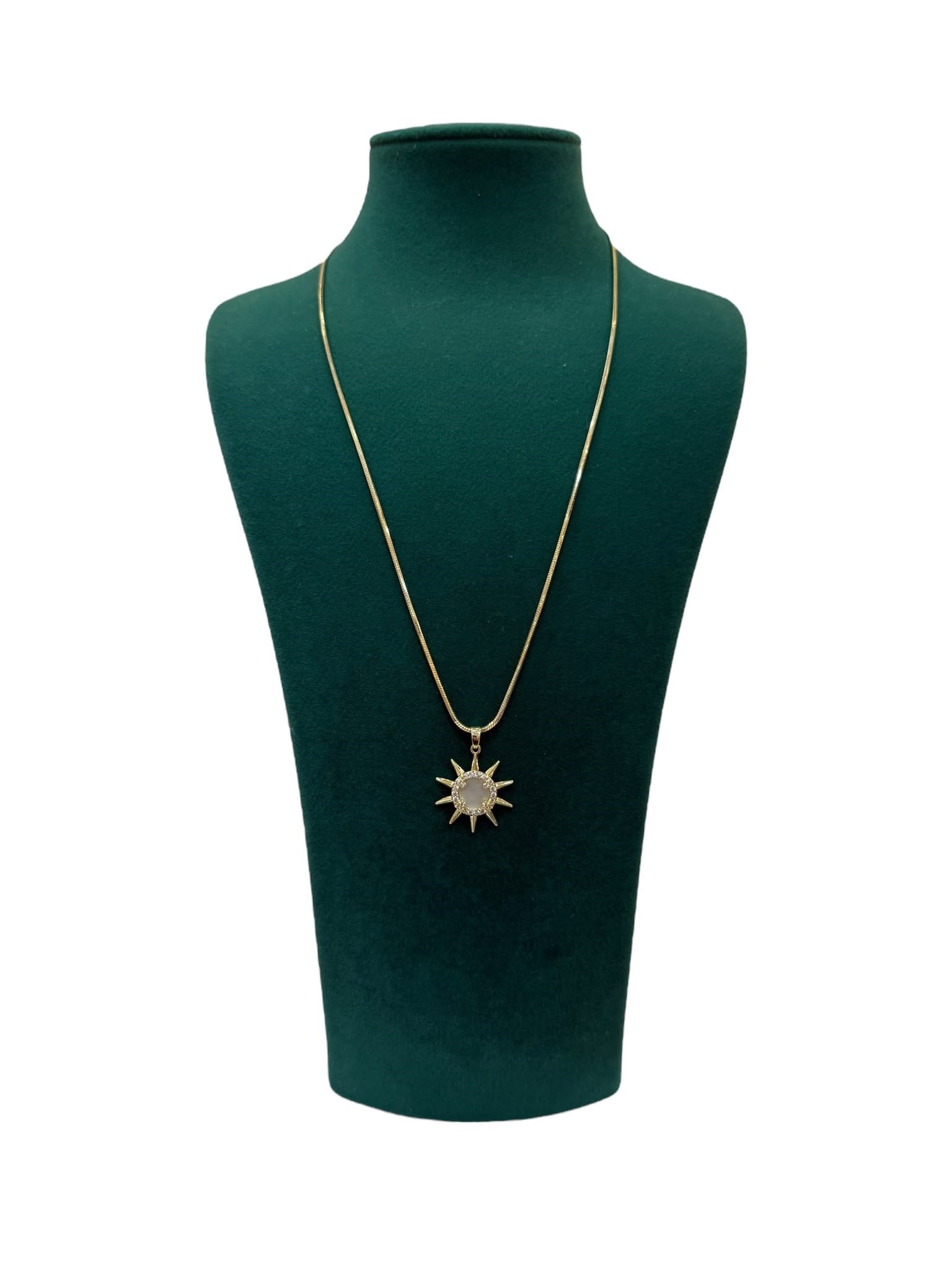 14K Gold Renk Güneş Uçlu İtalyan Ezme VIP Kolye (53 CM)