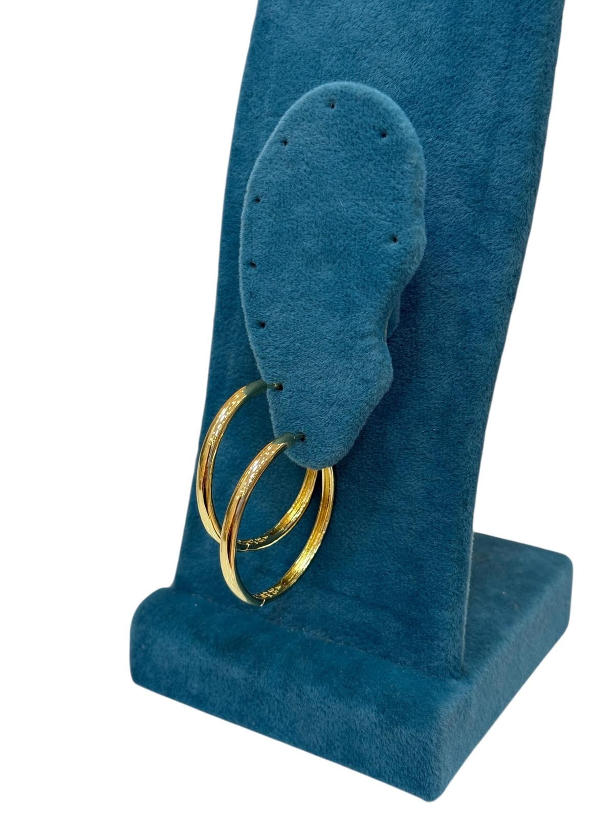 14K Gold Renk İnce Orta Boy VIP Küpe (3 CM)