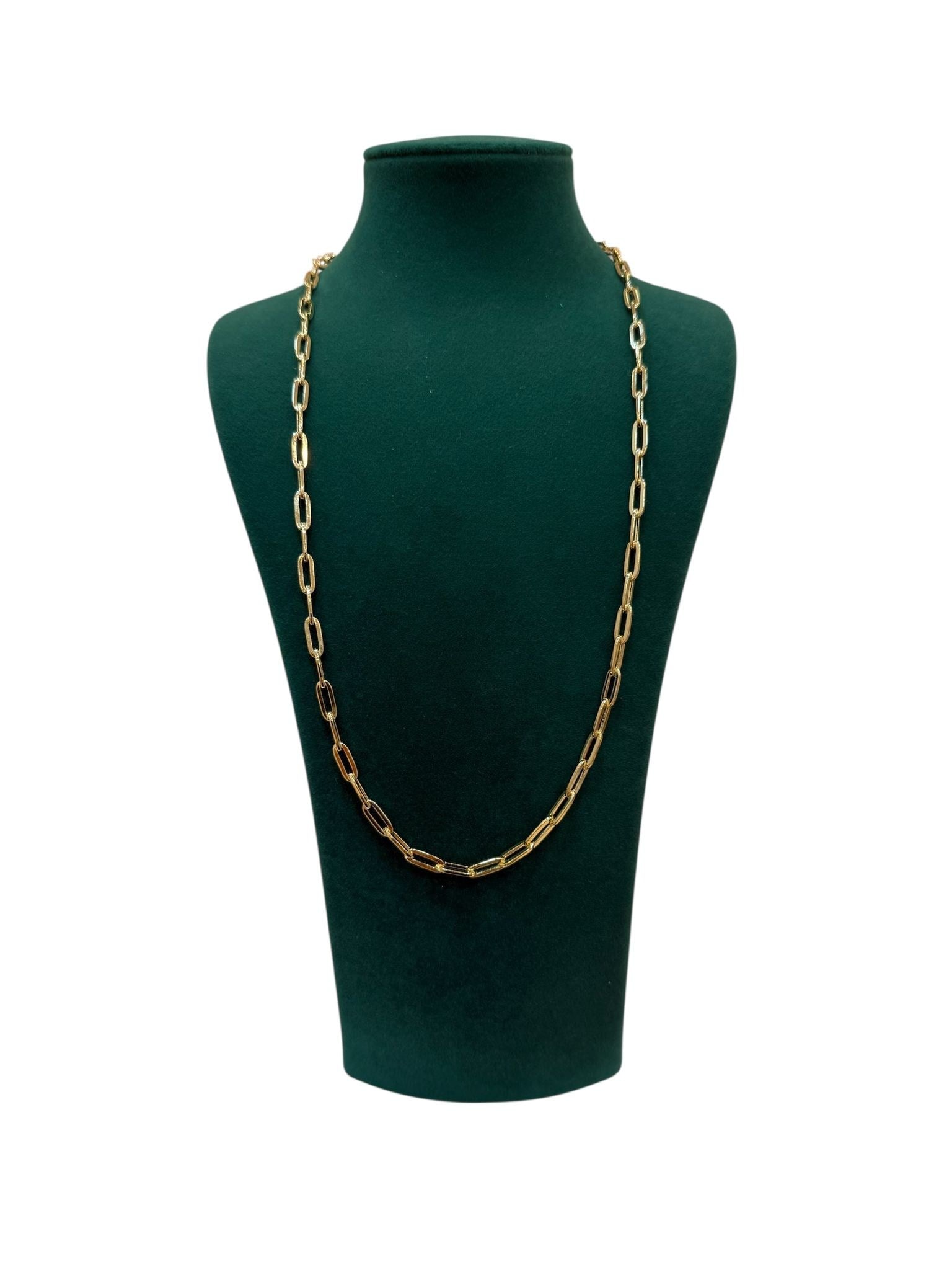 14K Gold Renk Kalın Ataç VIP Zincir Kolye (60 CM)