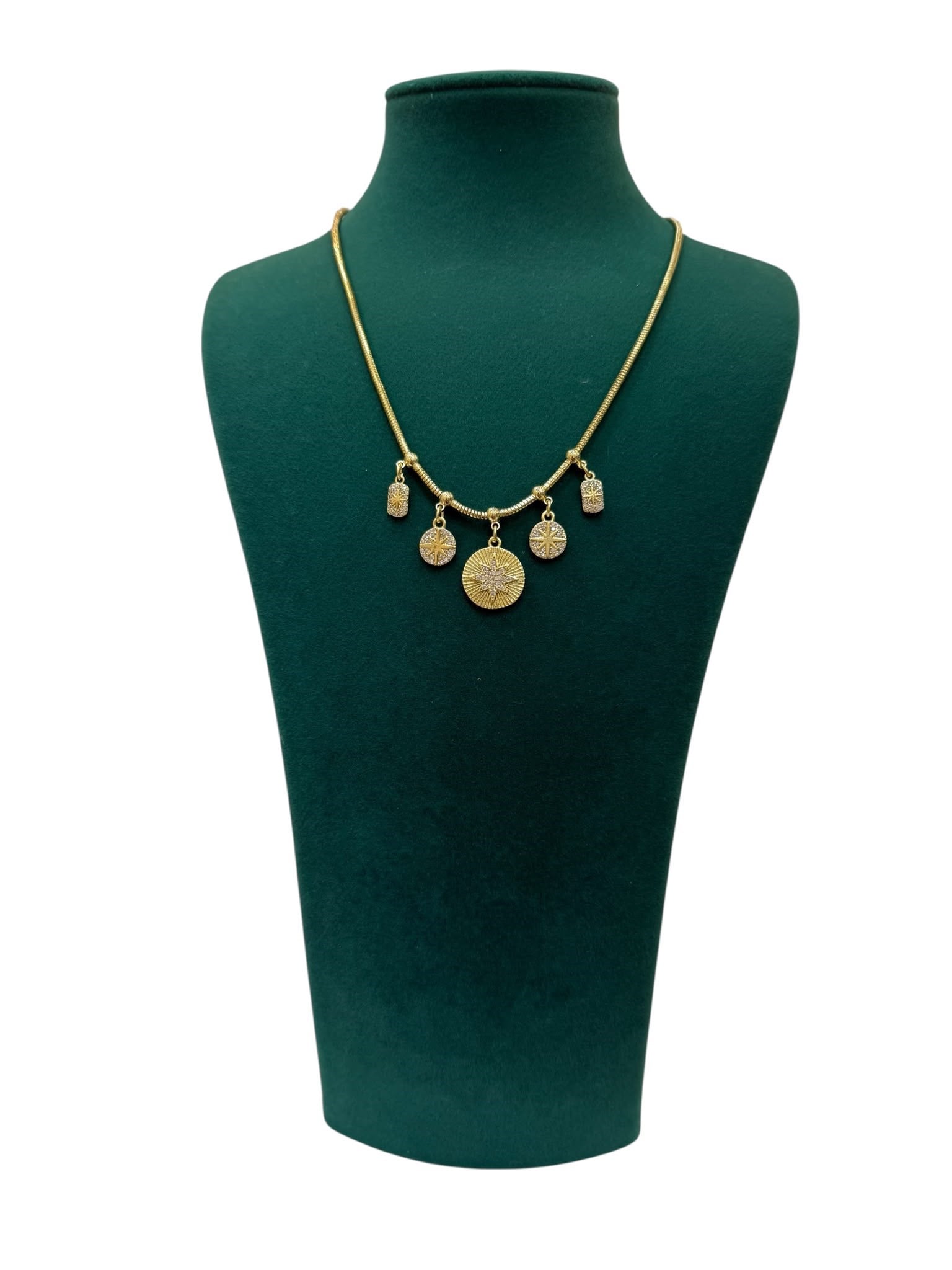 14K Gold Renk Kuzey Yıldızlı Charmlı VIP Kolye (40+5 CM)