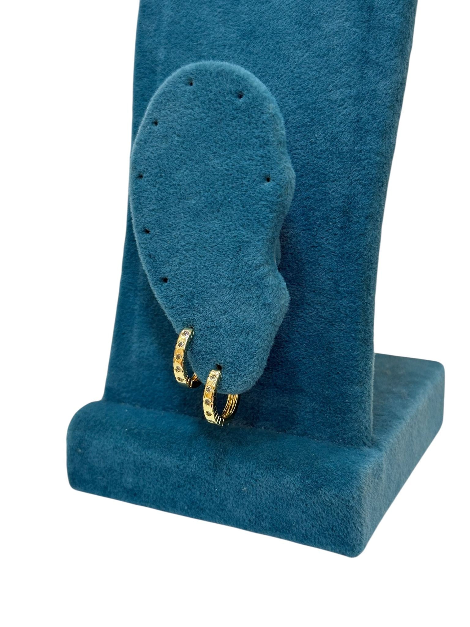 14K Gold Renk Mini Mineli VIP Halka Küpe (0,5 CM)