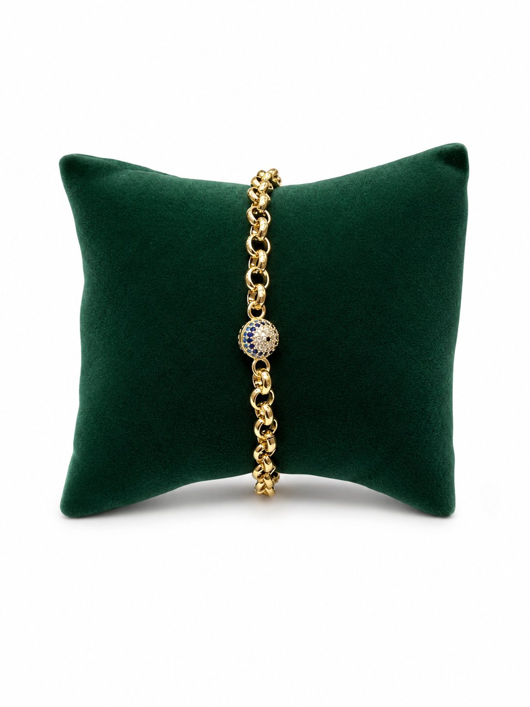 14K Gold Renk Nazar Toplu VIP Zincir Bileklik (17+2 cm)