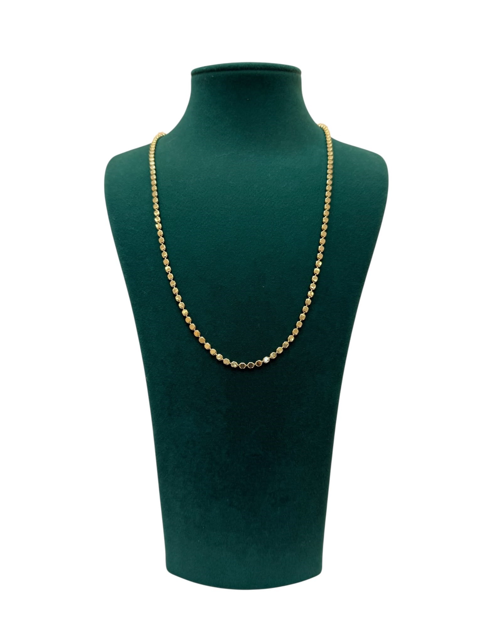 14K Gold Renk Orta Boy Orta Kalın Ezme VIP Kolye (50 CM)