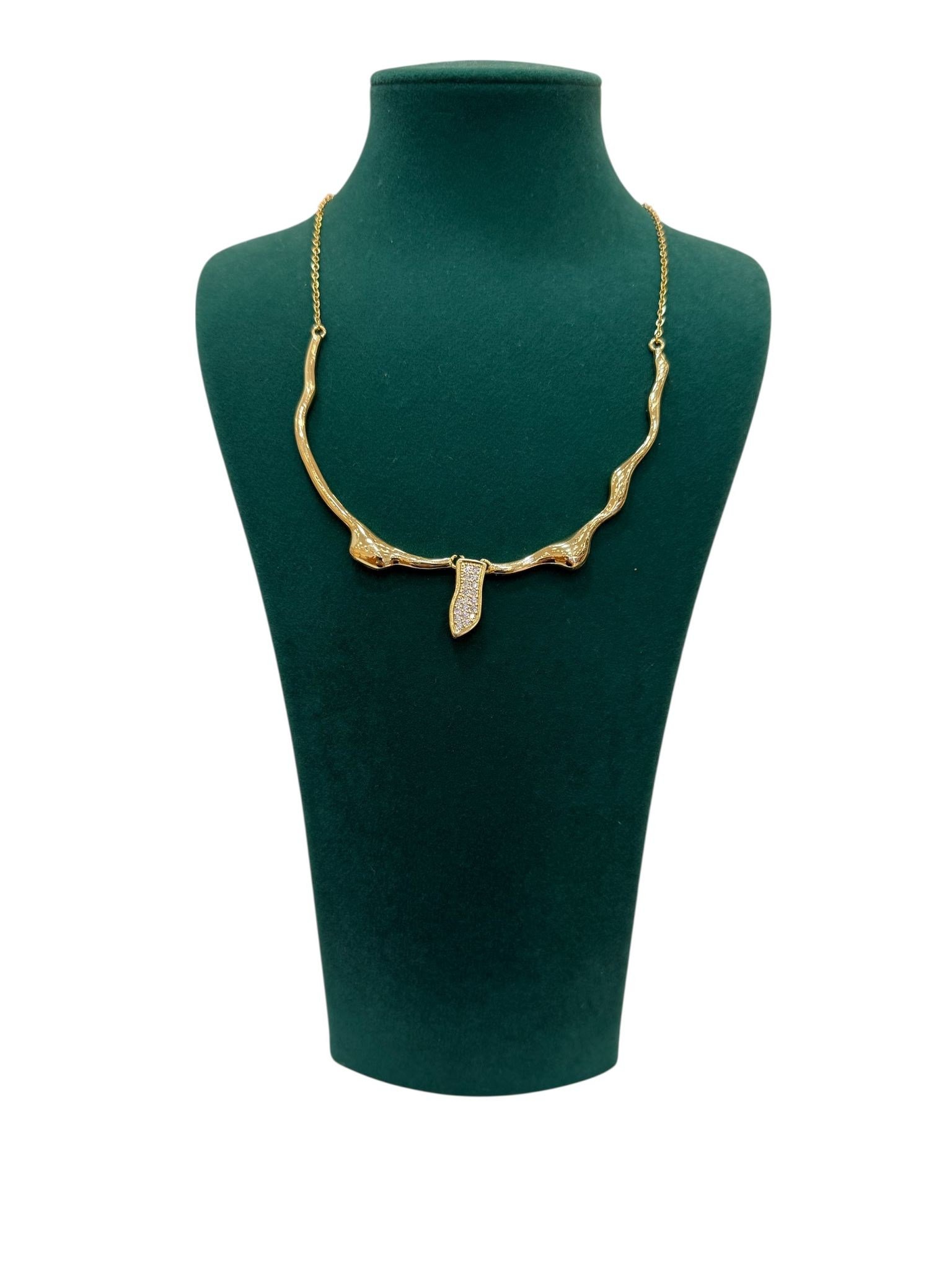 14K Gold Renk Ortası Düz Plaka VIP Kolye (45+5 CM)