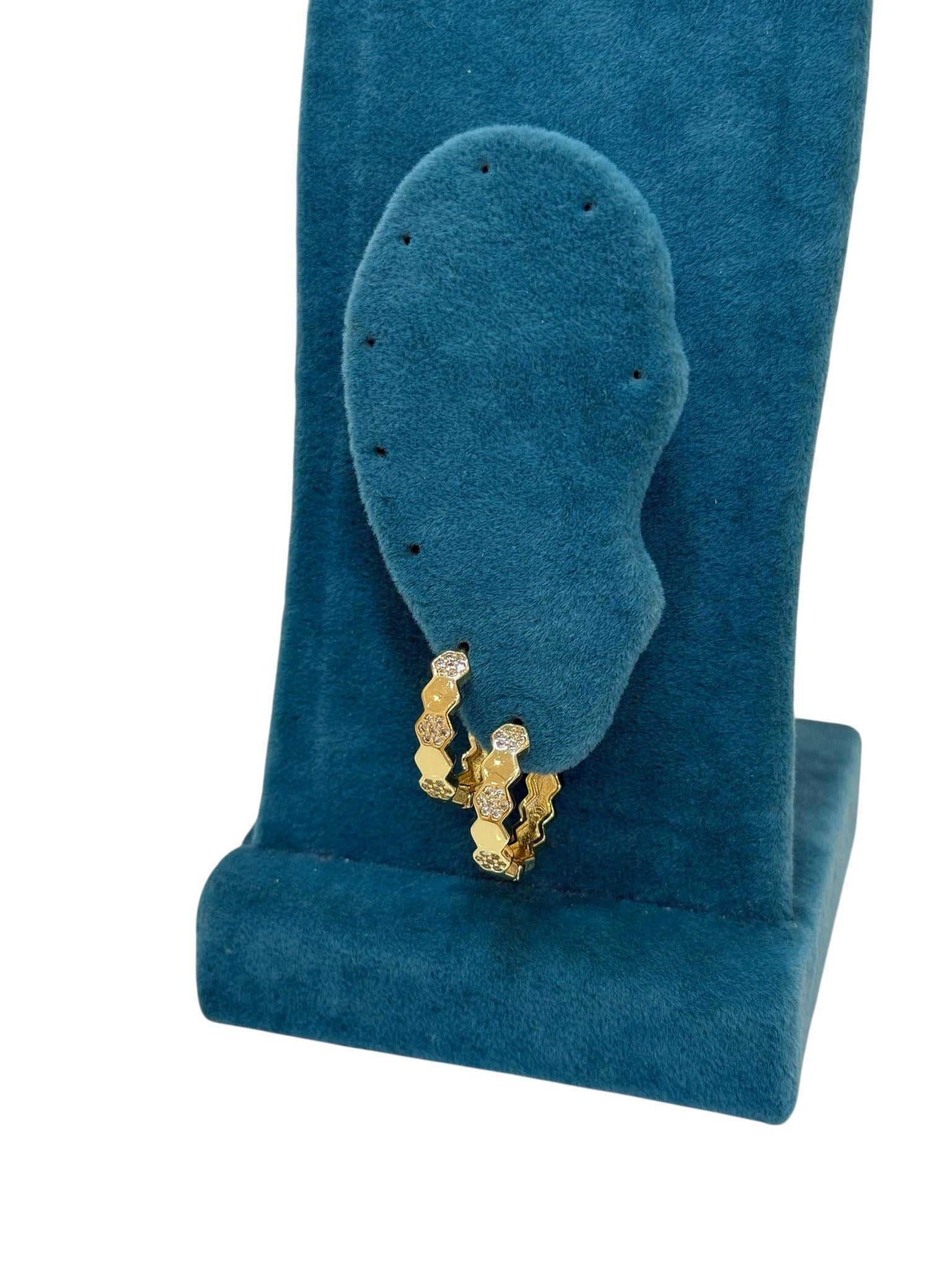 14K Gold Renk Petek Model VIP Mini Küpe (1,5 CM)