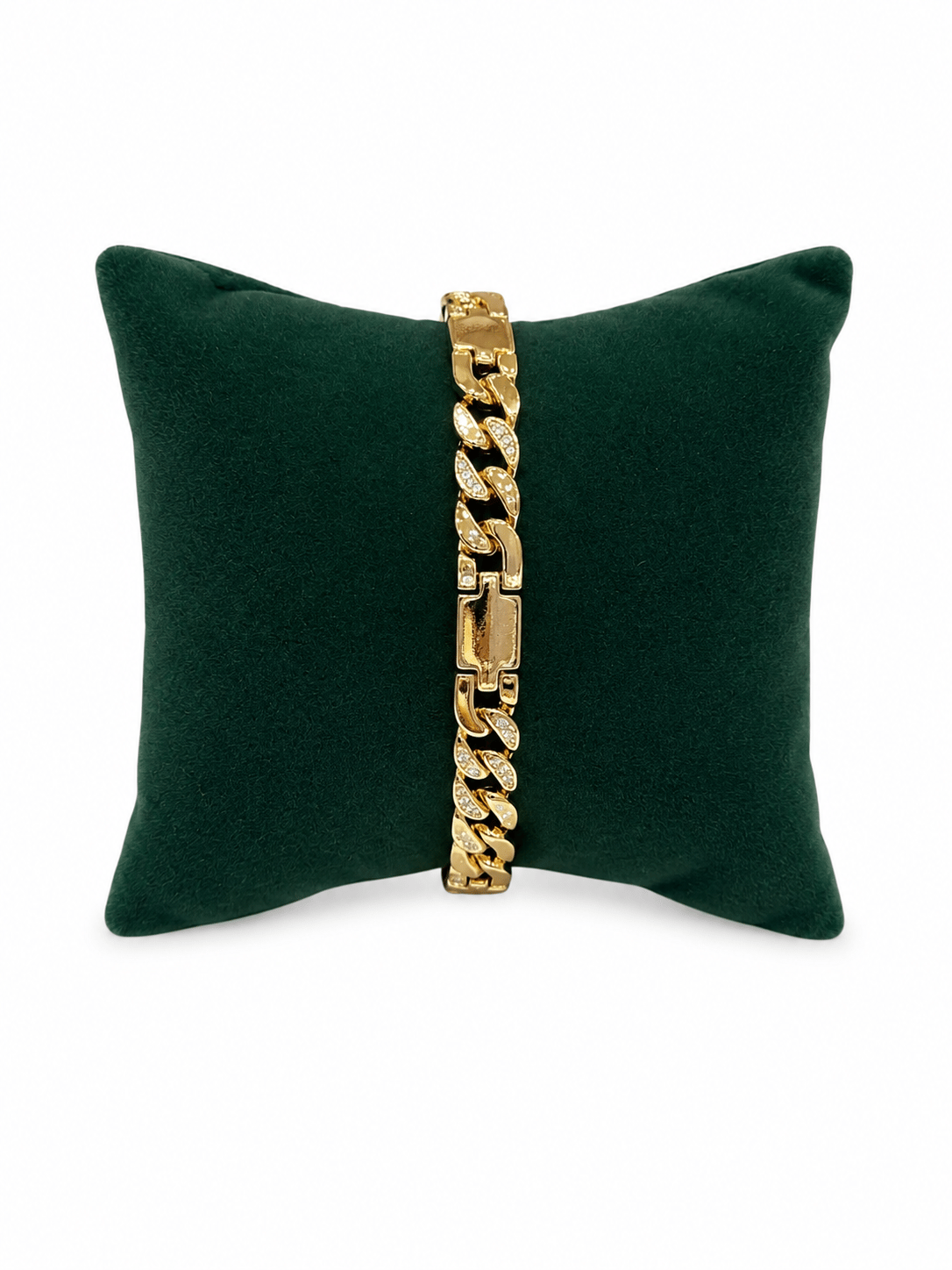 14K Gold Renk Plakalı Orta Boy Gurmet VIP Bileklik (17+2 cm)
