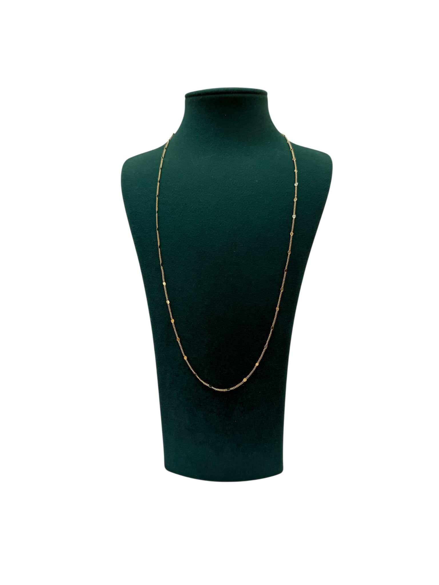14K Gold Renk Pul Detaylı Orta Boy VIP Zincir (50 CM)