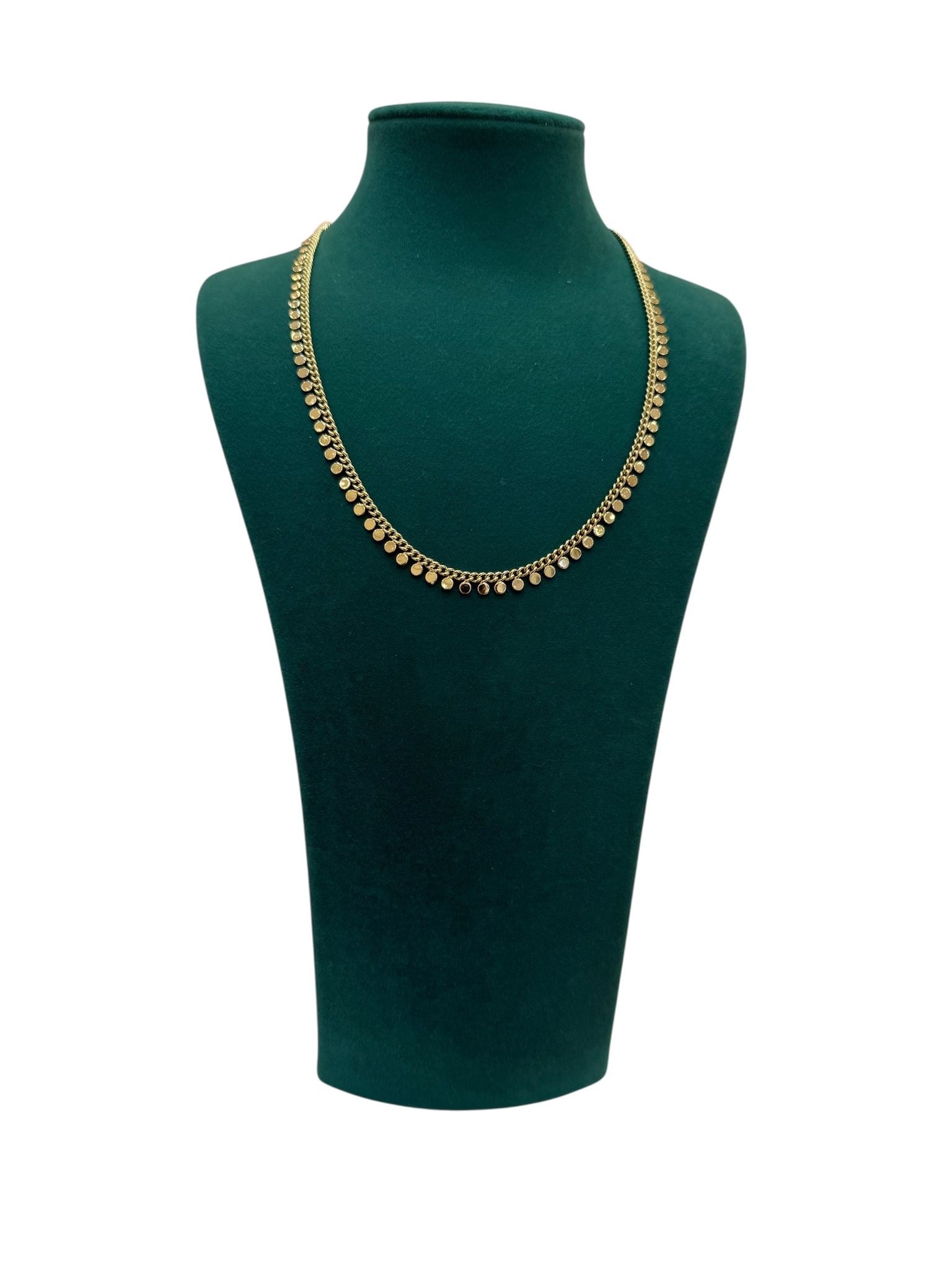 14K Gold Renk Pul Detaylı VIP Kolye (45+5 CM)