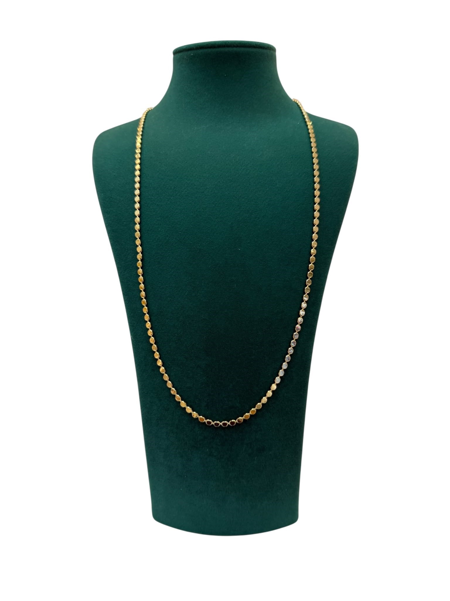 14K Gold Renk Uzun Boy Orta Kalın Ezme VIP Kolye (60 CM)