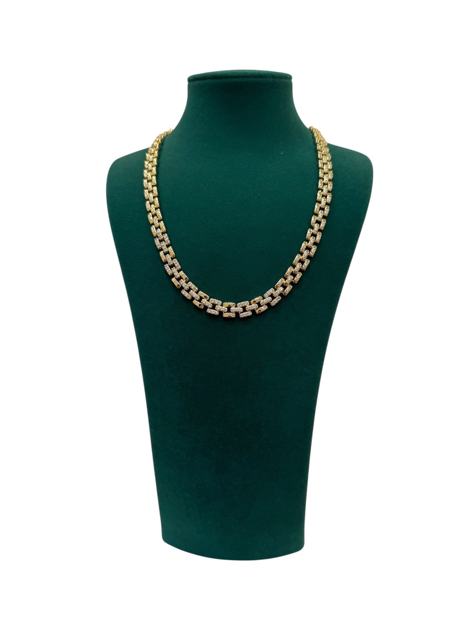 14K Gold Renk Yılan Dokulu VIP Kolye (40+3 CM)