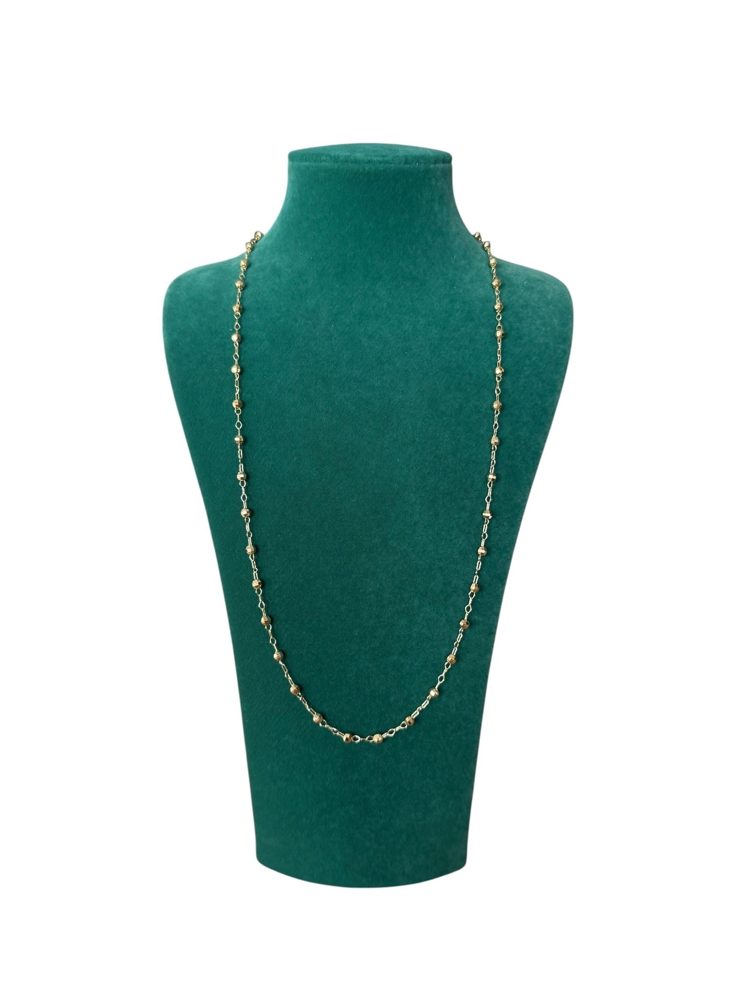 14K Gold Renk Yuvarlak Dorikalı VIP Zincir Kolye (60 CM)
