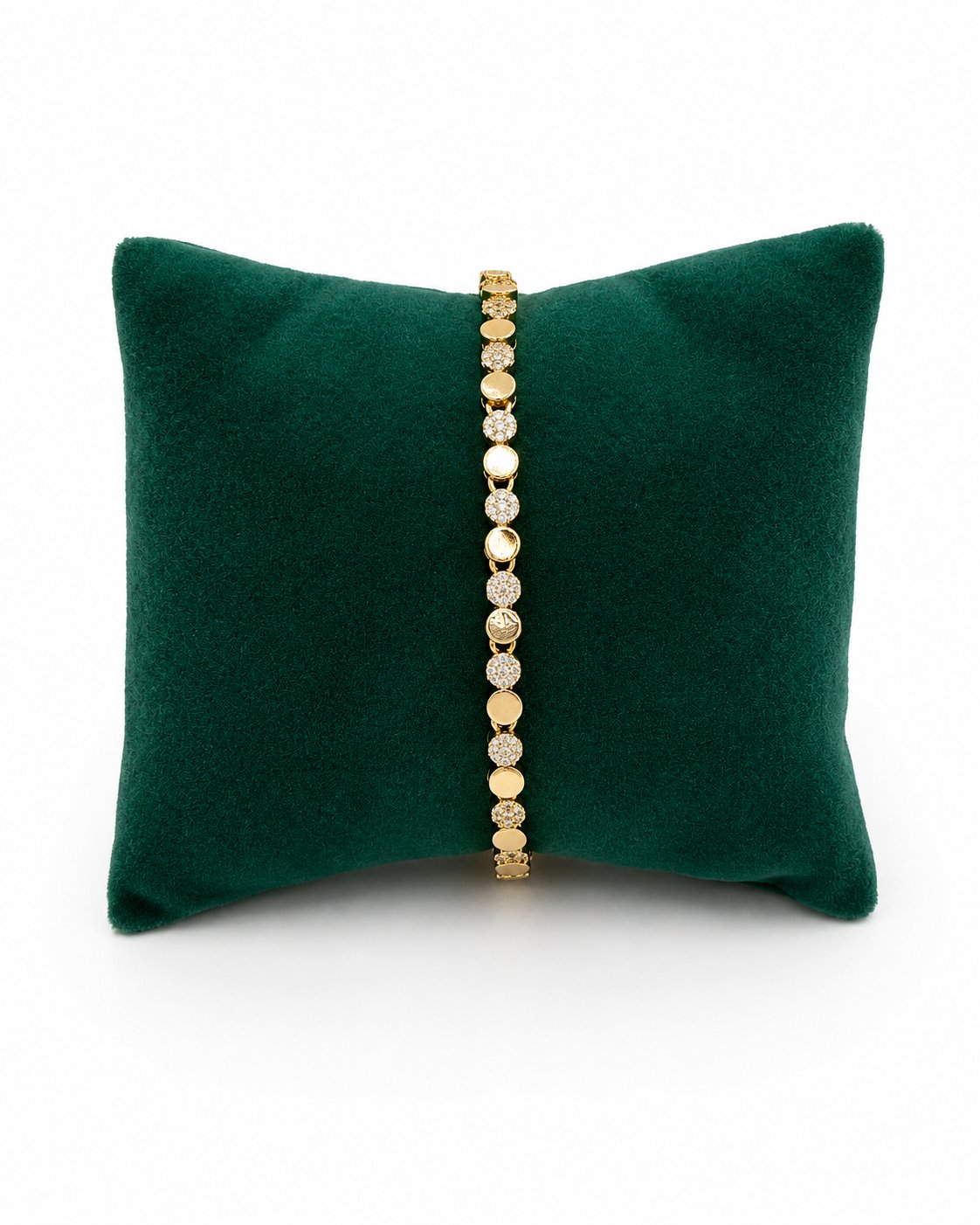 14K Gold Renk Yuvarlak Taşlı VIP Bileklik (17+2 cm)