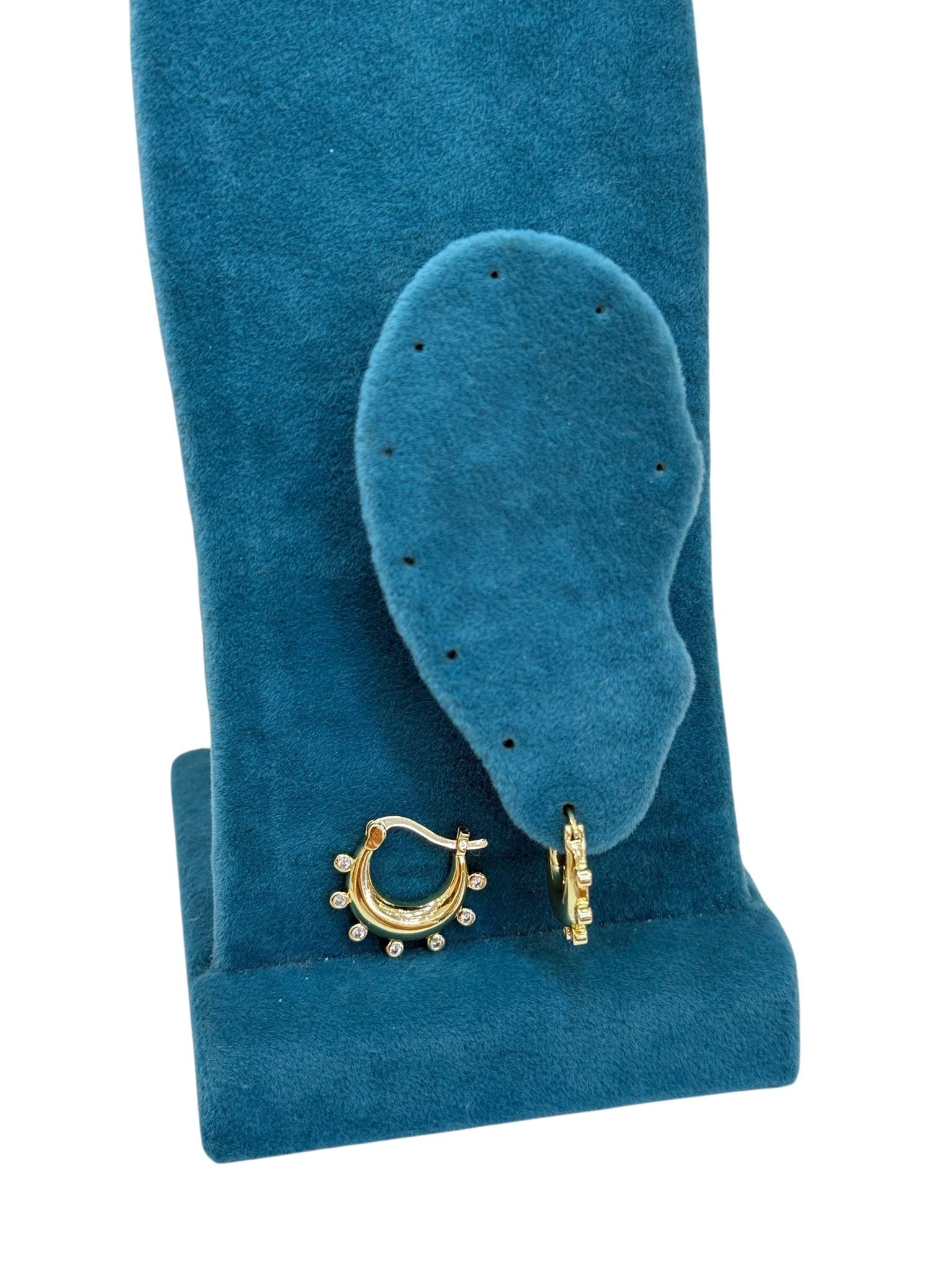 14K Gold Renk Zil Model VIP Mini Küpe (1 CM)