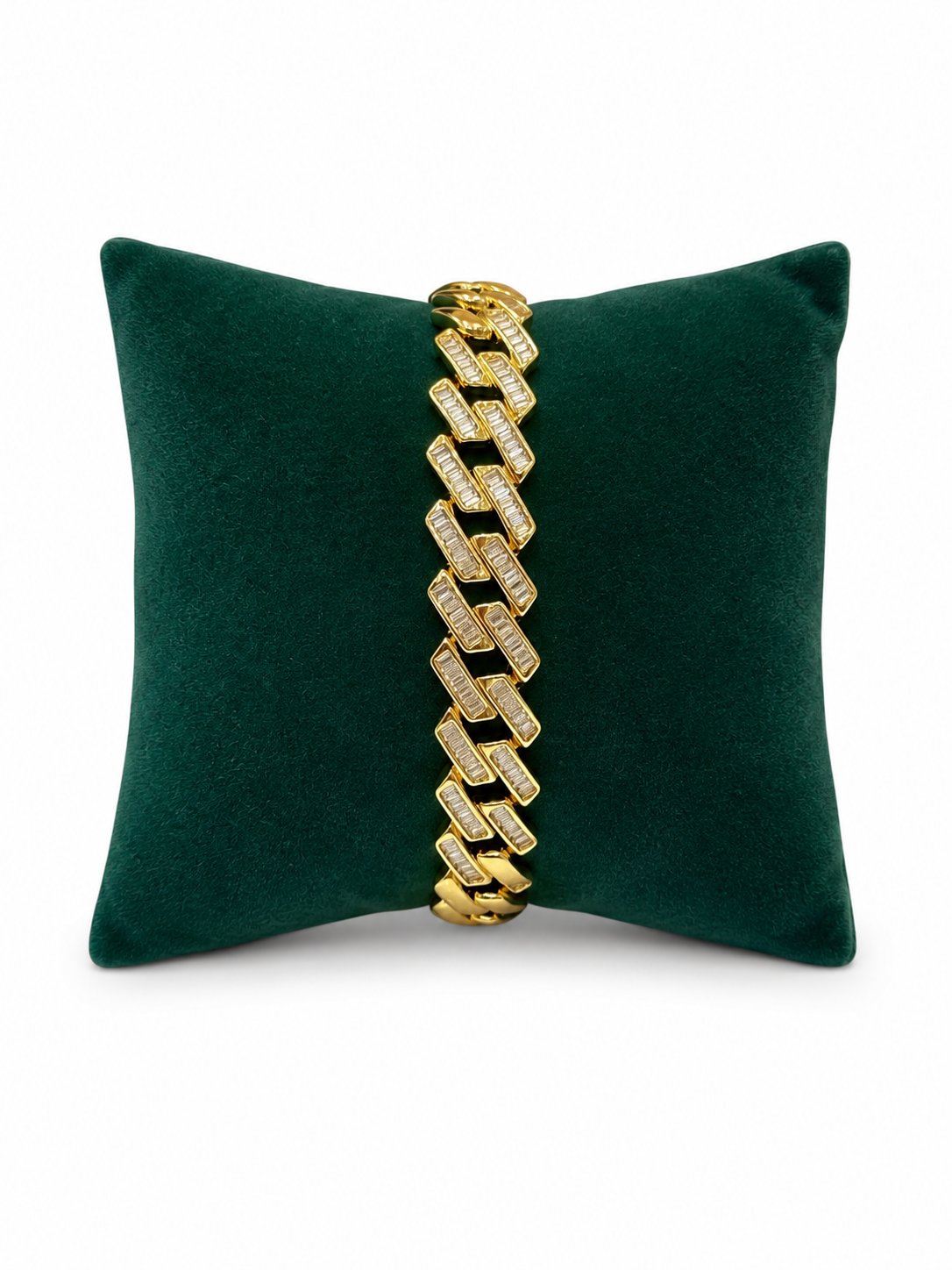 14K Gold Taşlı Kalın Döküm Gurmet VIP Bileklik (17+2 cm)