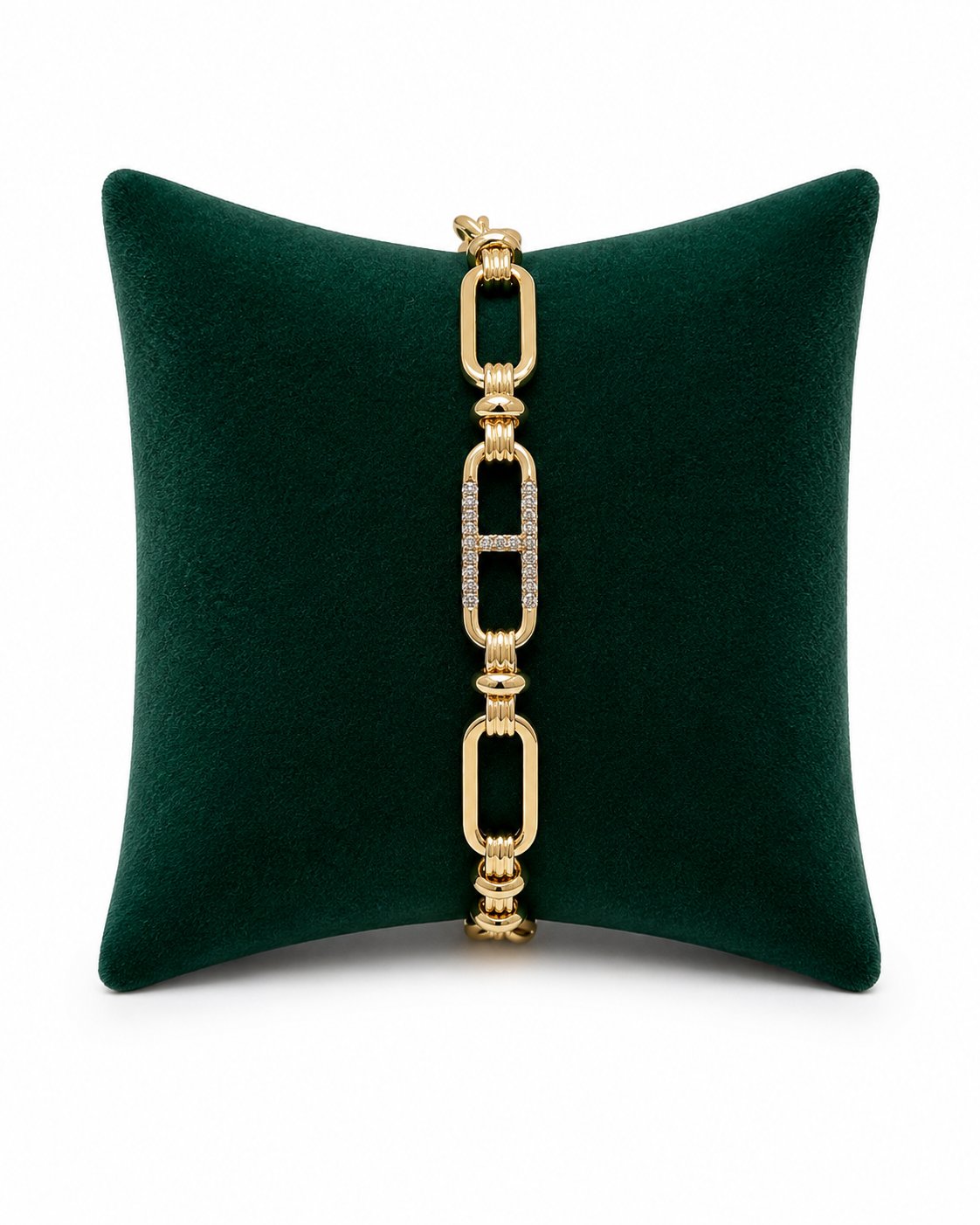 14K Gold Üç Taşlı Messy VIP Zincir Bileklik (17+2 cm)
