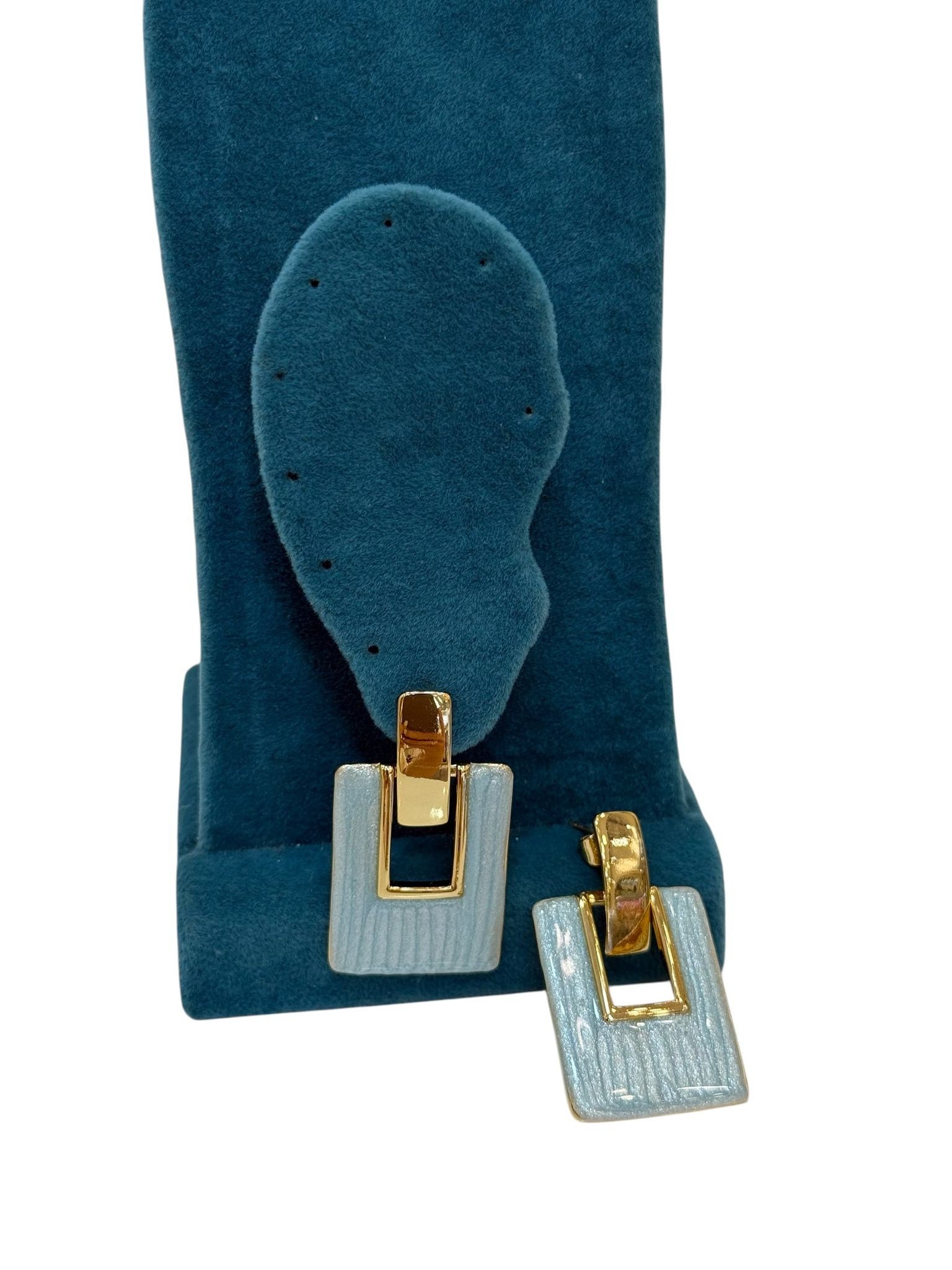 Diktörgen Mavi Gold Detay Küpe (3 CM)