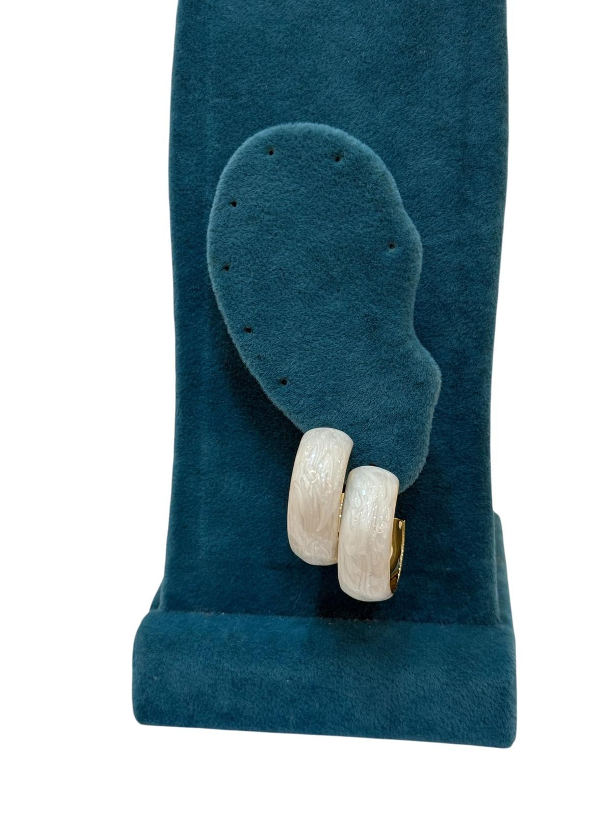 Gri Mineli Halka Küpe (3 CM)