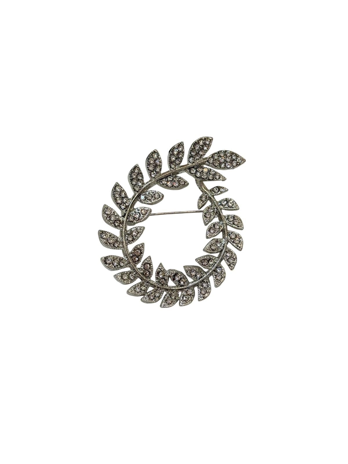 Gümüş Renk Yapraklı Broş (5,5x4 cm)