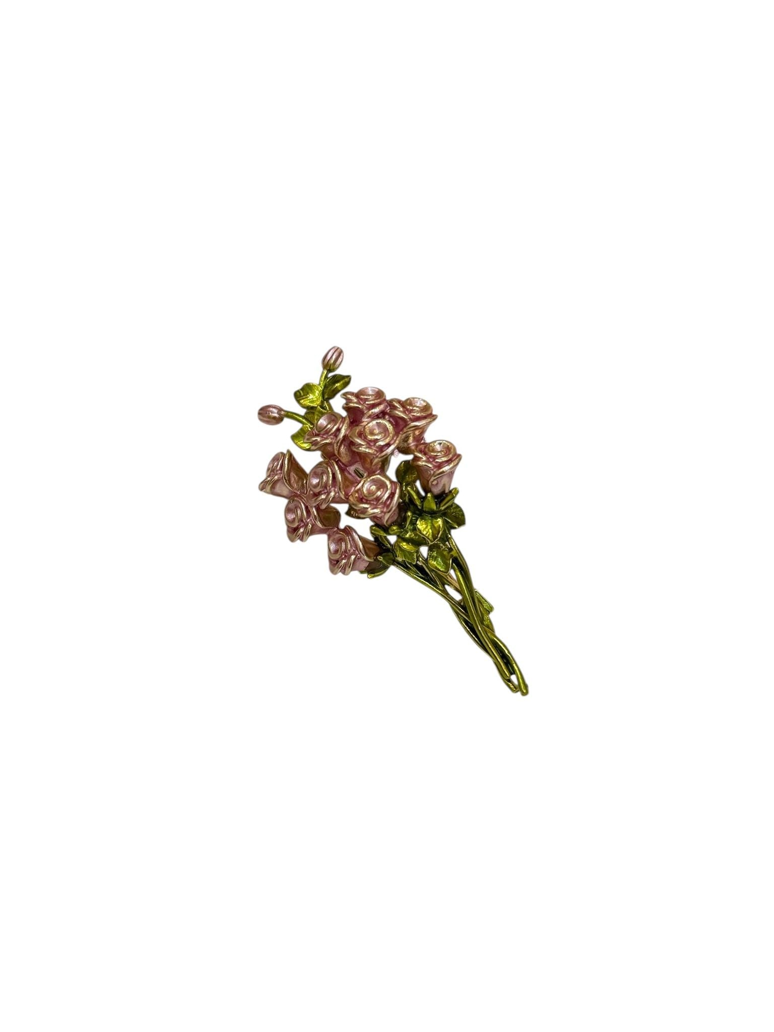 Pembe Gül Demeti Broş (4,5x3 cm)