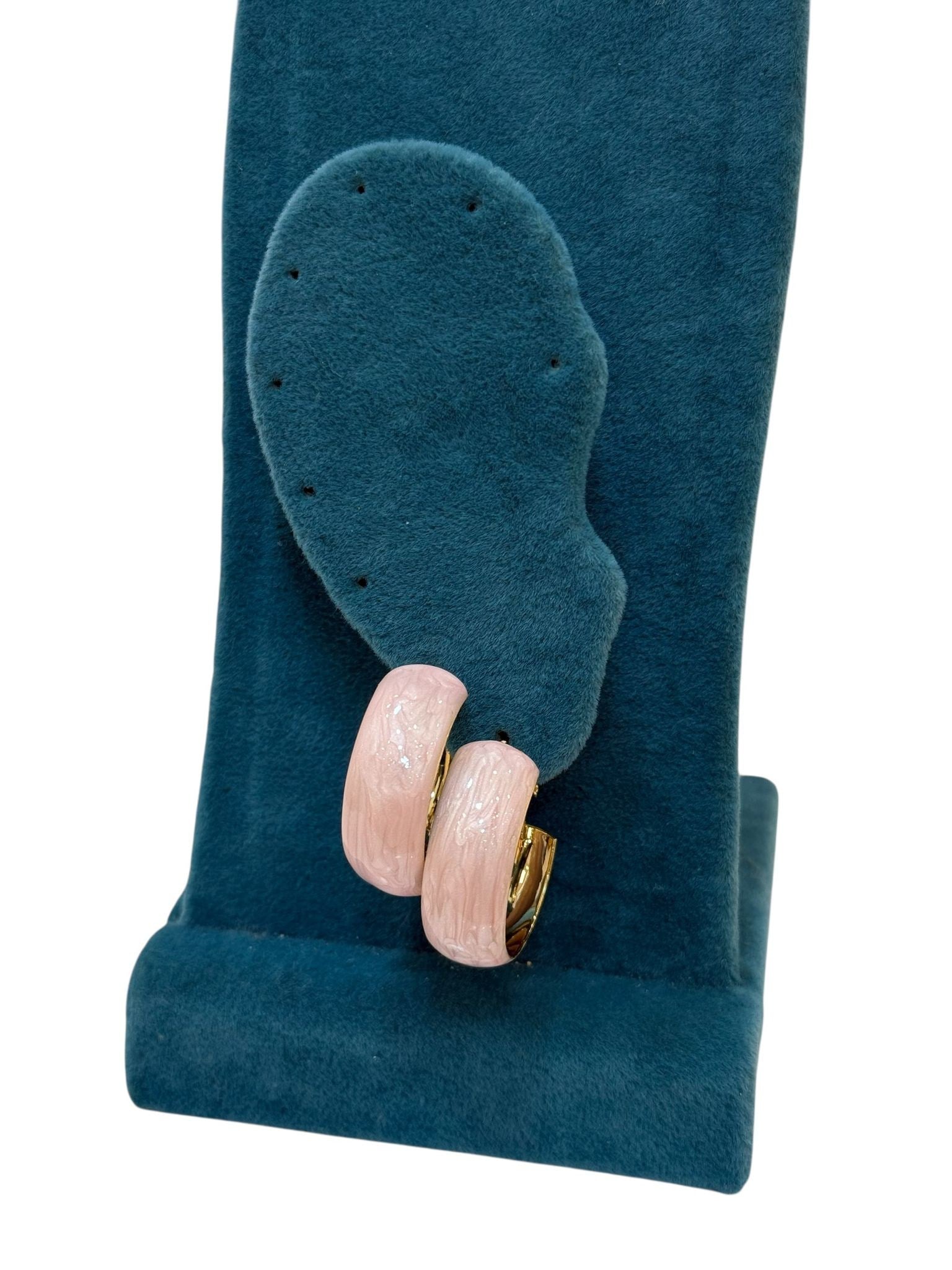Pembe Mineli Halka Küpe (3 CM)