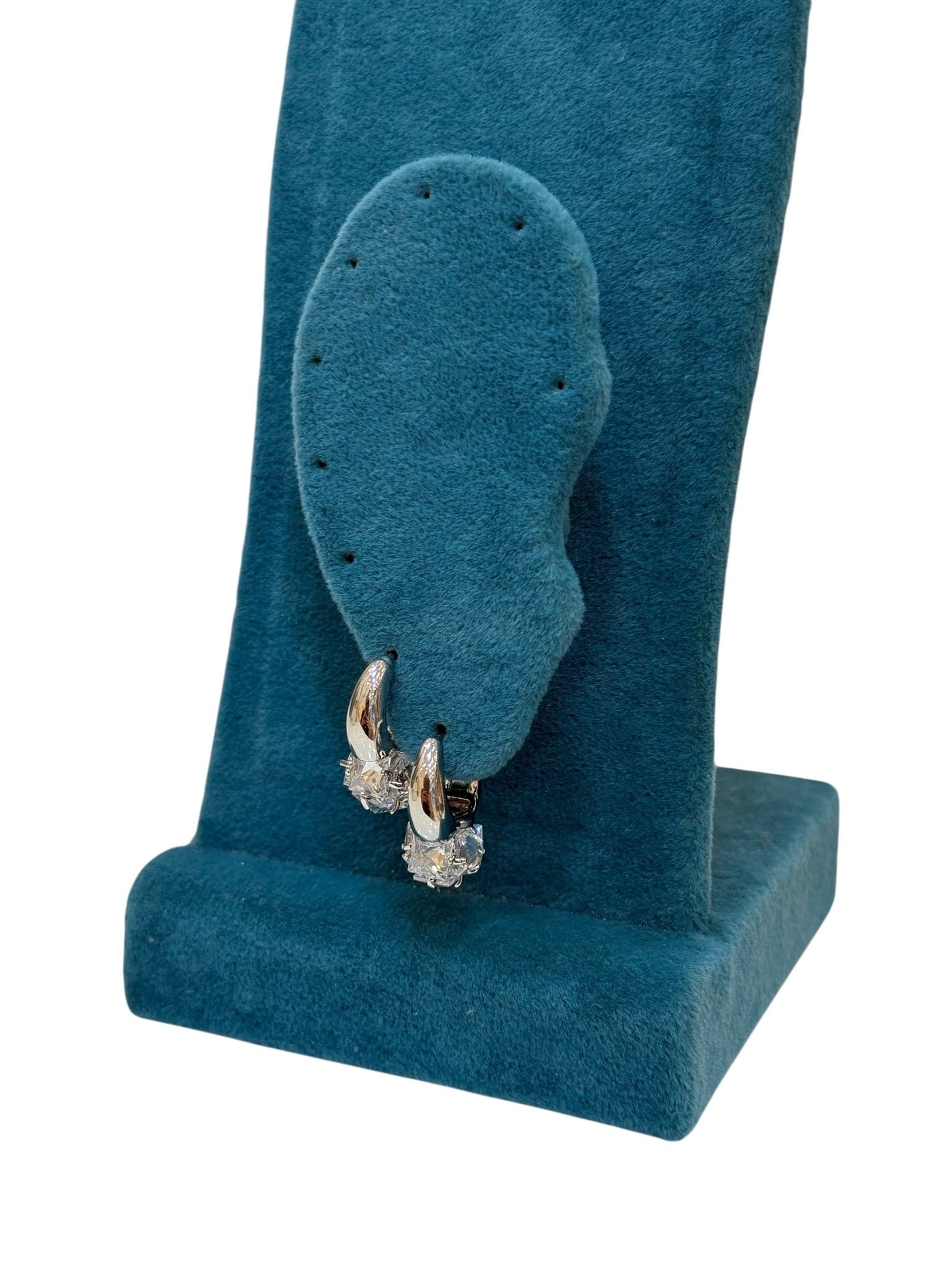 Silver Renk Yuvarlak Taşlı Mini VIP Küpe (1,5 CM)