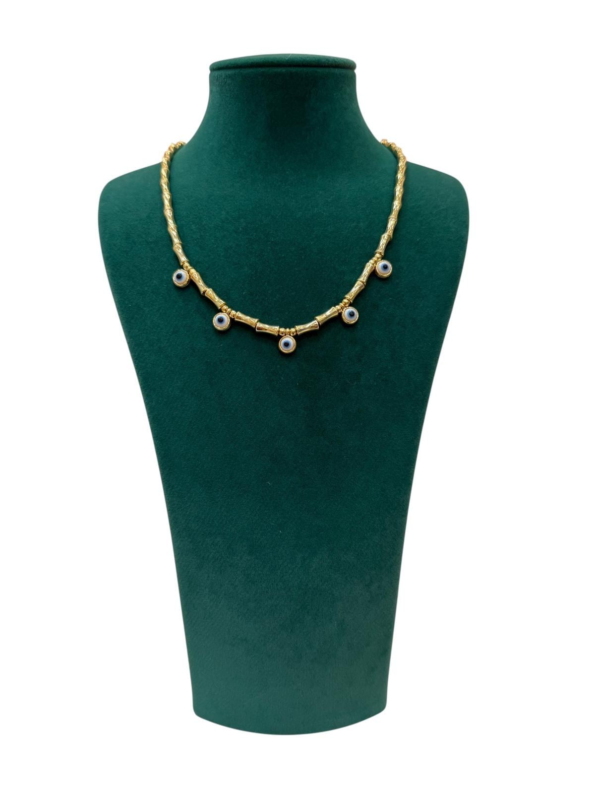 VIP Nazar Gold Kolye – 14K Gold Renk (42CM+5CM)