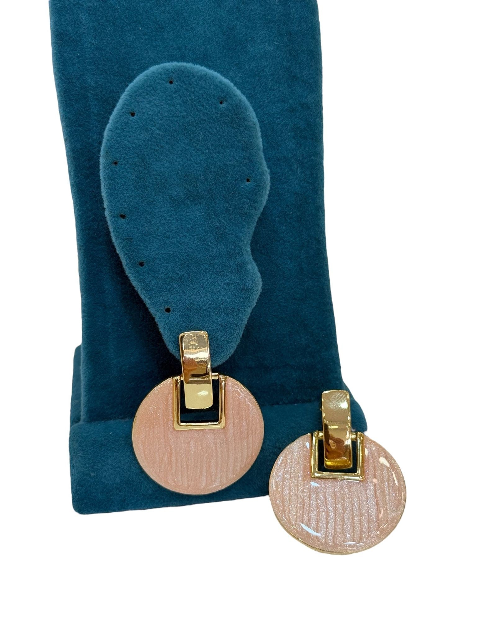 Yuvarlak Pembe Gold Detay Küpe (3 CM)